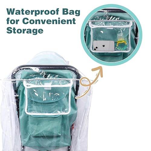 Miniatura 4 de Funda de lluvia doble para cochecito, protector impermeable para cochecito doble en tándem, funda de cochecito gemelos para lluvia, viento, nieve,