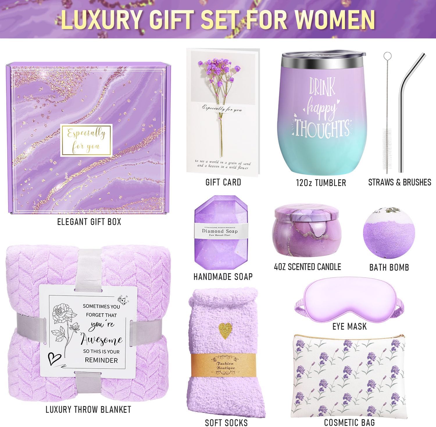 Valentines Day Gifts for Her Women Wife Mom Girlfriend Daughter, Relaxing Self Care Package Get Well Spa Gift Basket for Woman, Happy Birthday Gifts for Women Mom Grandma Best Friend Sister Her - Image 2