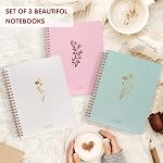 3 PCS Carnet de notes pour femmes en œsthétique spirale, recouvrir le Collège droit Ligne horizontale Notebook, beau carnet de journaux avec des pages de poche, des livres de notes hommes et femmes, 3 Couleurs