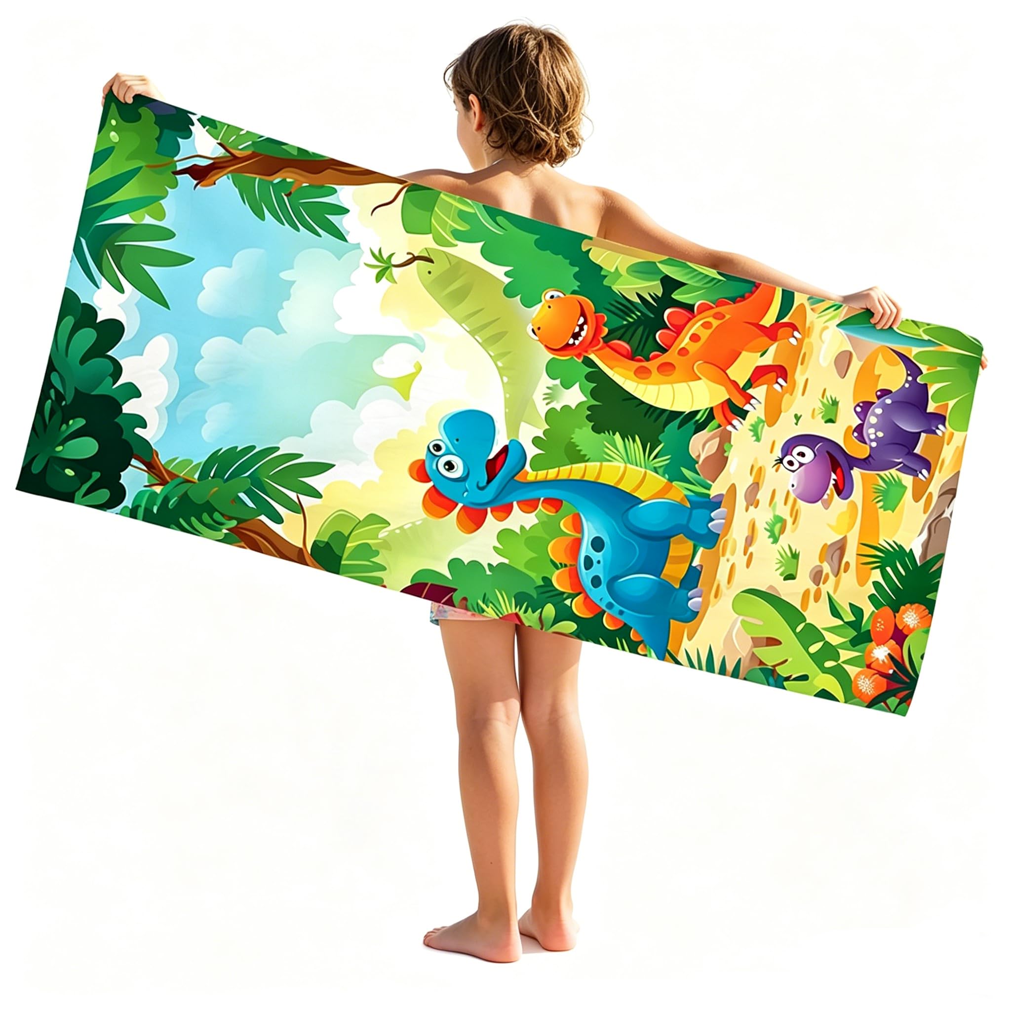 Hatfryf B Dinosaur Each Towel, Microfiber Each Towel, Dino Pattern Lightweight Ath Towels, Soft Swimming Lanket Durable Travel Towels For Travel Swimming