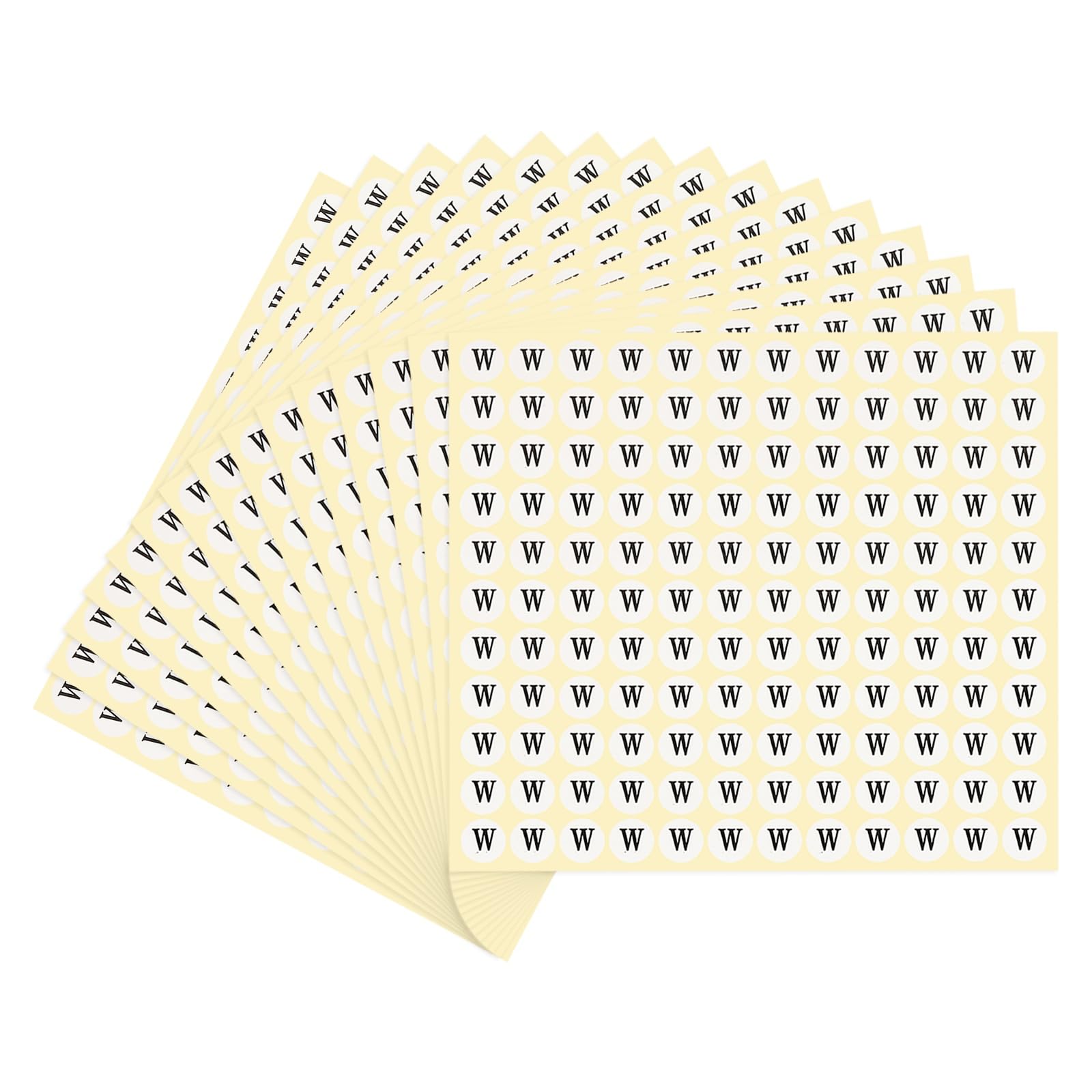 PATIKIL 15 Sheets Alphabet Stickers Letter W Small Round Sticker 1/2 Inch Self-Adhesive Paper Label for Inventory Organizing Storage Handmade (Total 1980Pcs)