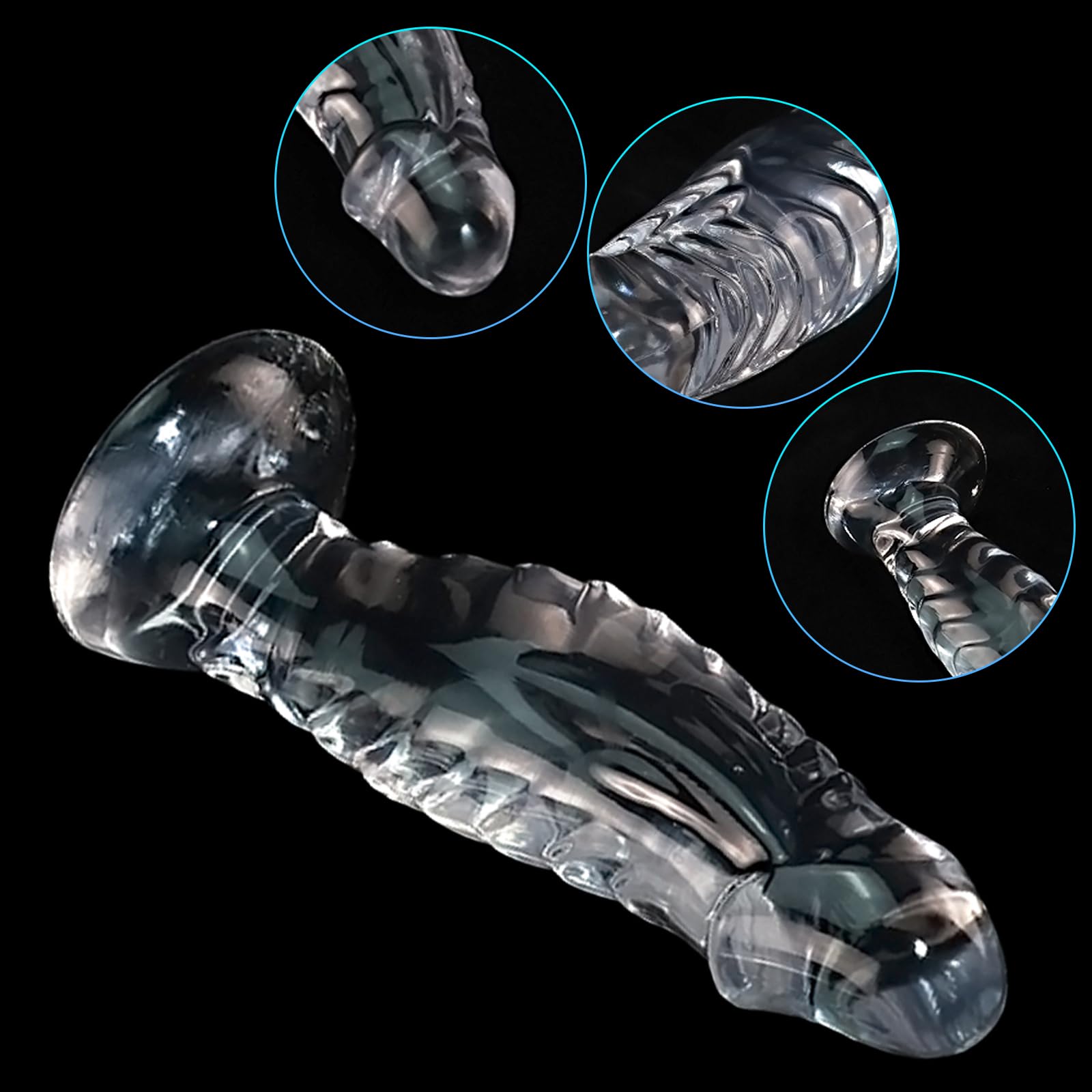 BDSMAGE 22.5CM Dildo anale in silicone trasparente con ventosa potente, dildo anale mostruoso, plug anale, masturbatore perfetto estremamente duro, giocattolo sessuale flirt dong per coppie (L)