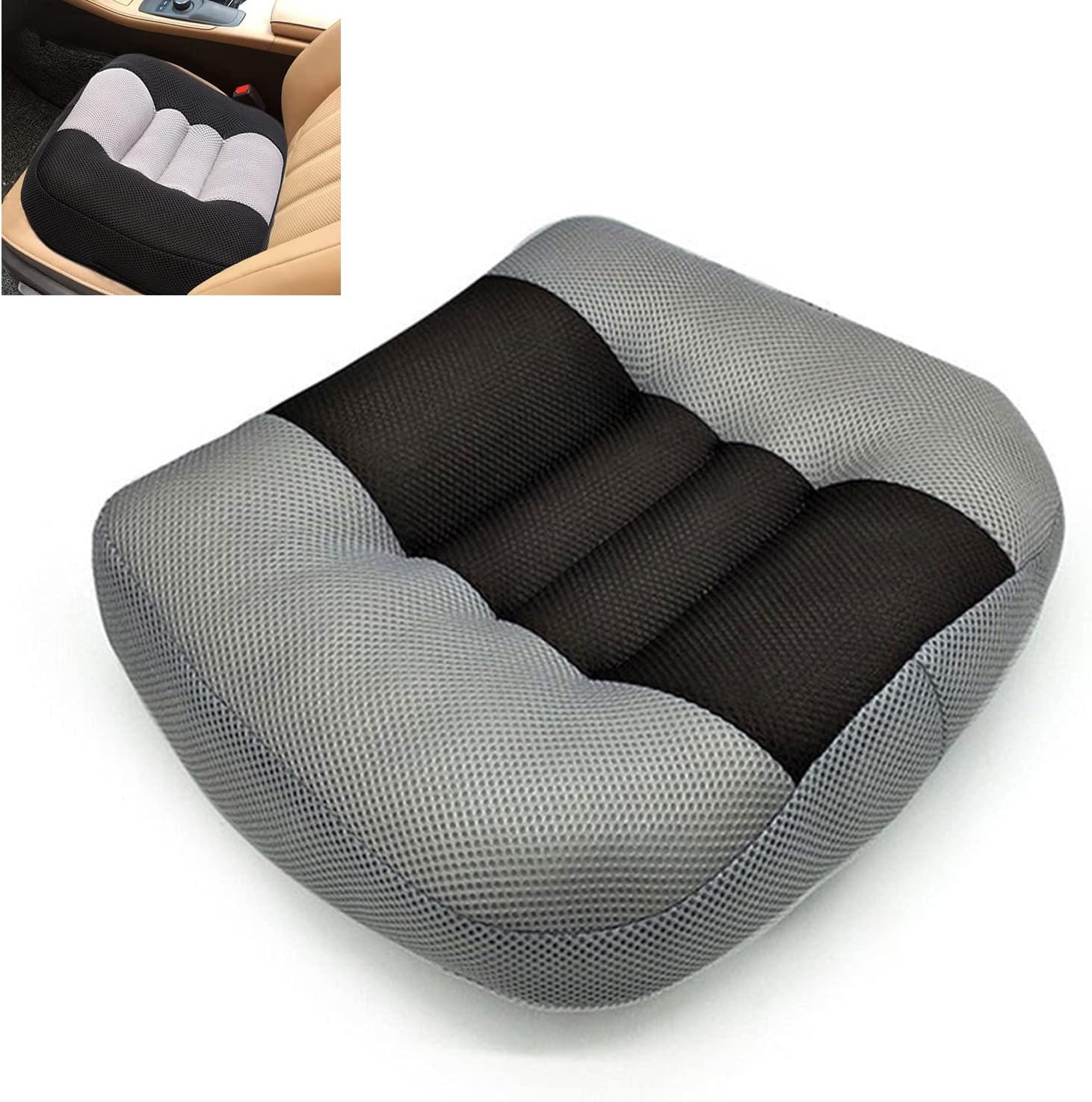 THE WHITE SHOP Car Booster Seat Cushion Booster Cushion Air-Permeable Mesh Portable Air-Permeable Car Seat Cushion Angle-Lifting Seat is Suitable for Cars, Offices, Homes (Grey)
