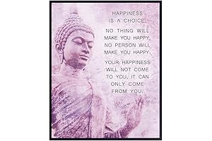 Buddhist Happiness Quote Poster: Inspirational Wall Art for Zen, Home, and Gift-Giving