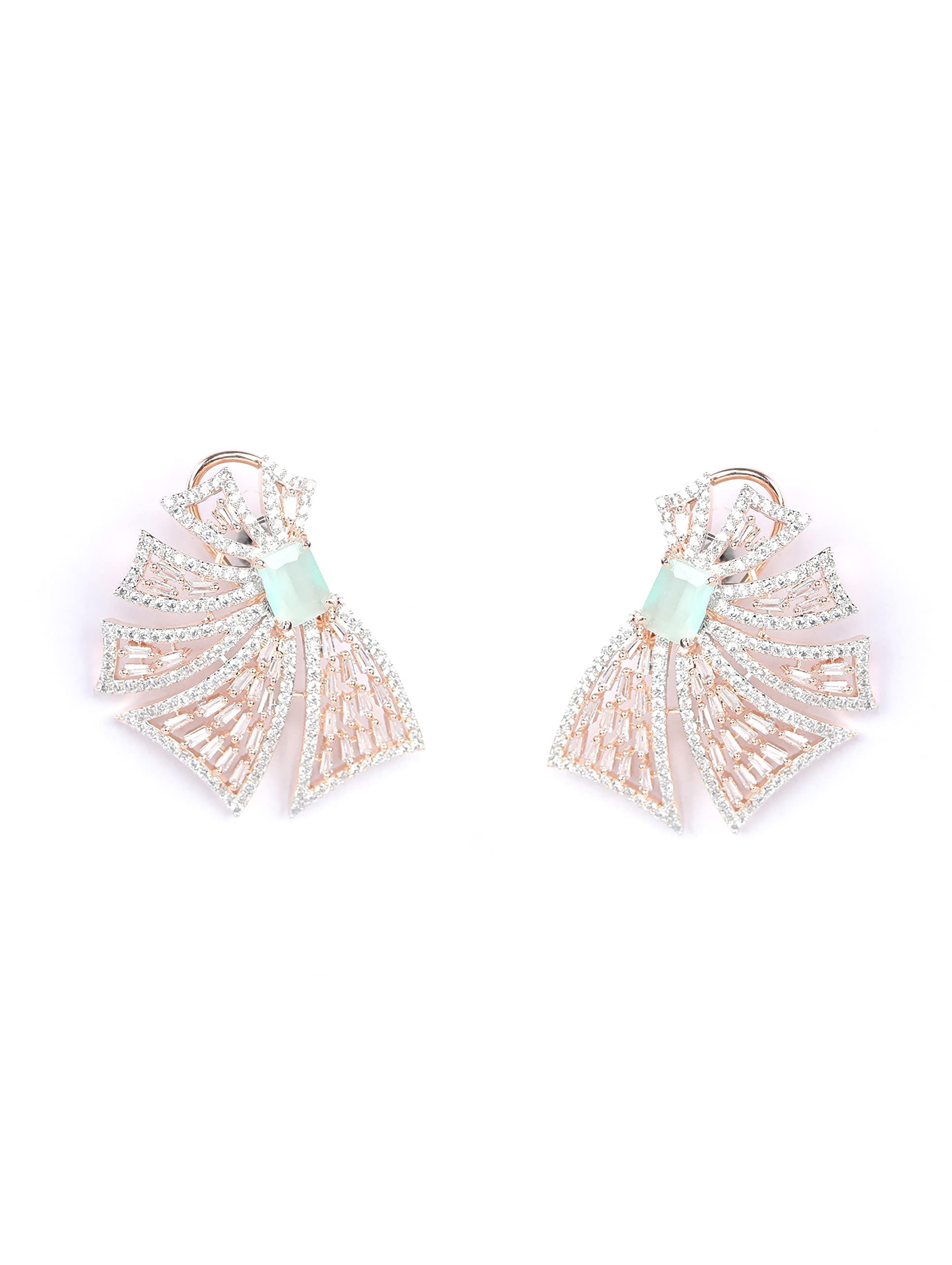 Priyaasi Mint Green Stone Earrings in Flower-Inspired Design | Rose Gold-Plated | American Diamond Earrings for Women | Stylish & Trendy | Big Size Stud Earrings with Lever Back Closure (B09G98XGPN) Amazon Price History, Amazon Price Tracker