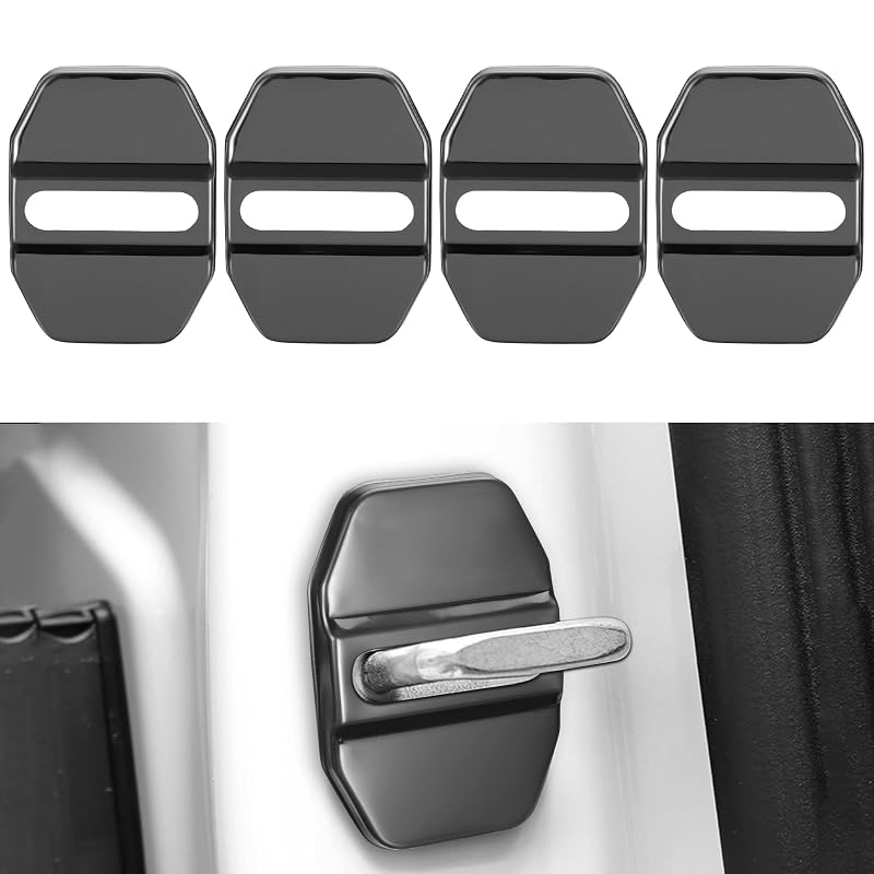 TOMALL Protetores de Fecho da Porta em Aço Inoxidável Compatíveis com Mercedes-Benz AMG Preto Kit com 4 Peças