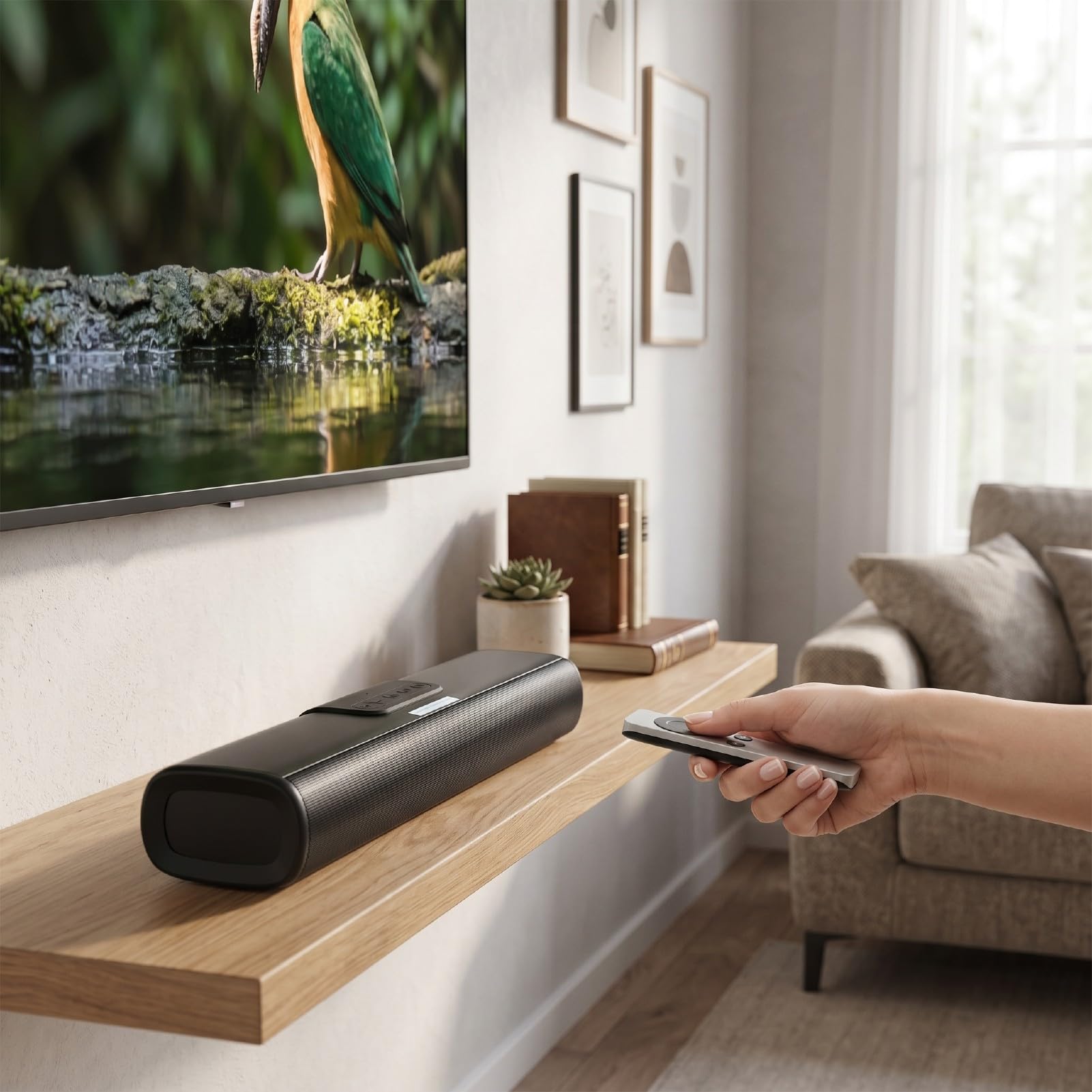 Altoparlante TV, Bluetooth 5.0 con HDMI ARC SPDIF USB AUX, Audio Surround da 60 W, modalità Notizie Film Musicali, Telecomando, per TV PC Telefono (Norma europea)