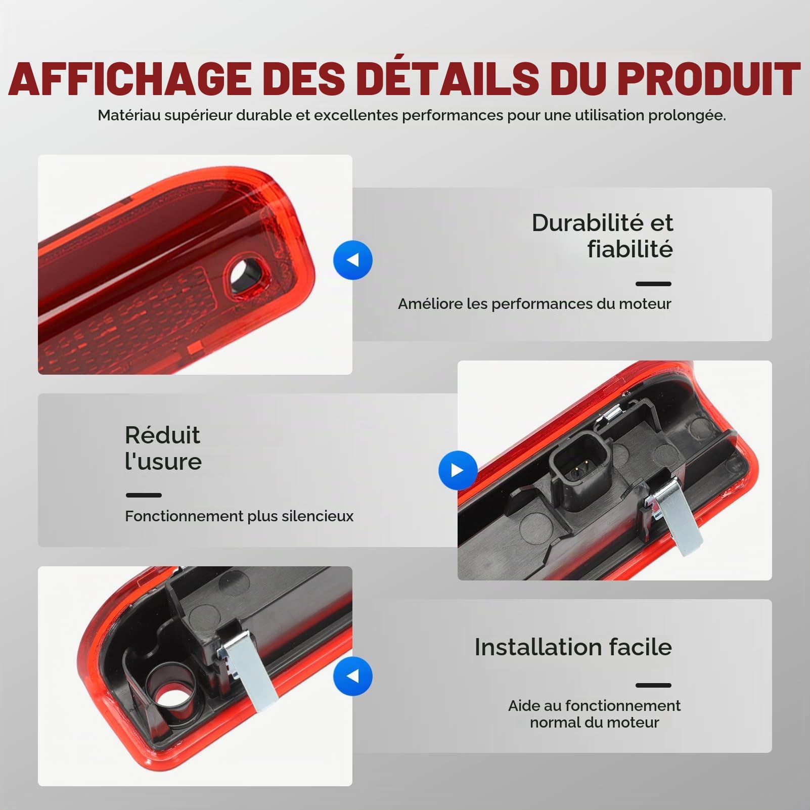 Troisième feu stop surélevé 265900006R pour Megane MK3 Hatchback 2008-2016, feu stop arrière surélevé
