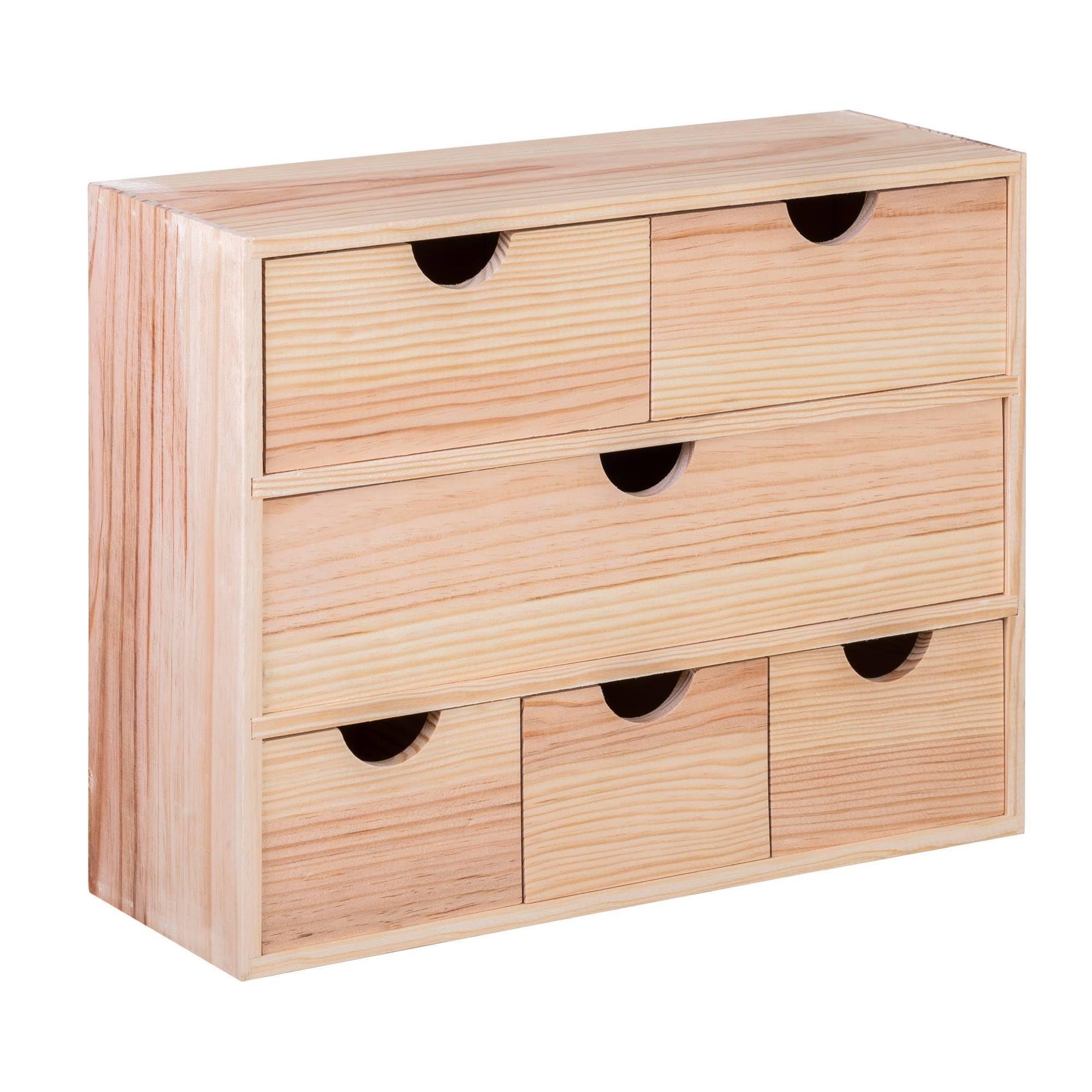 WELL HOME MOBILIARIO & DECORACIÓN Miniblock 6 cajones Multi en Madera de Pino, 40x14x32