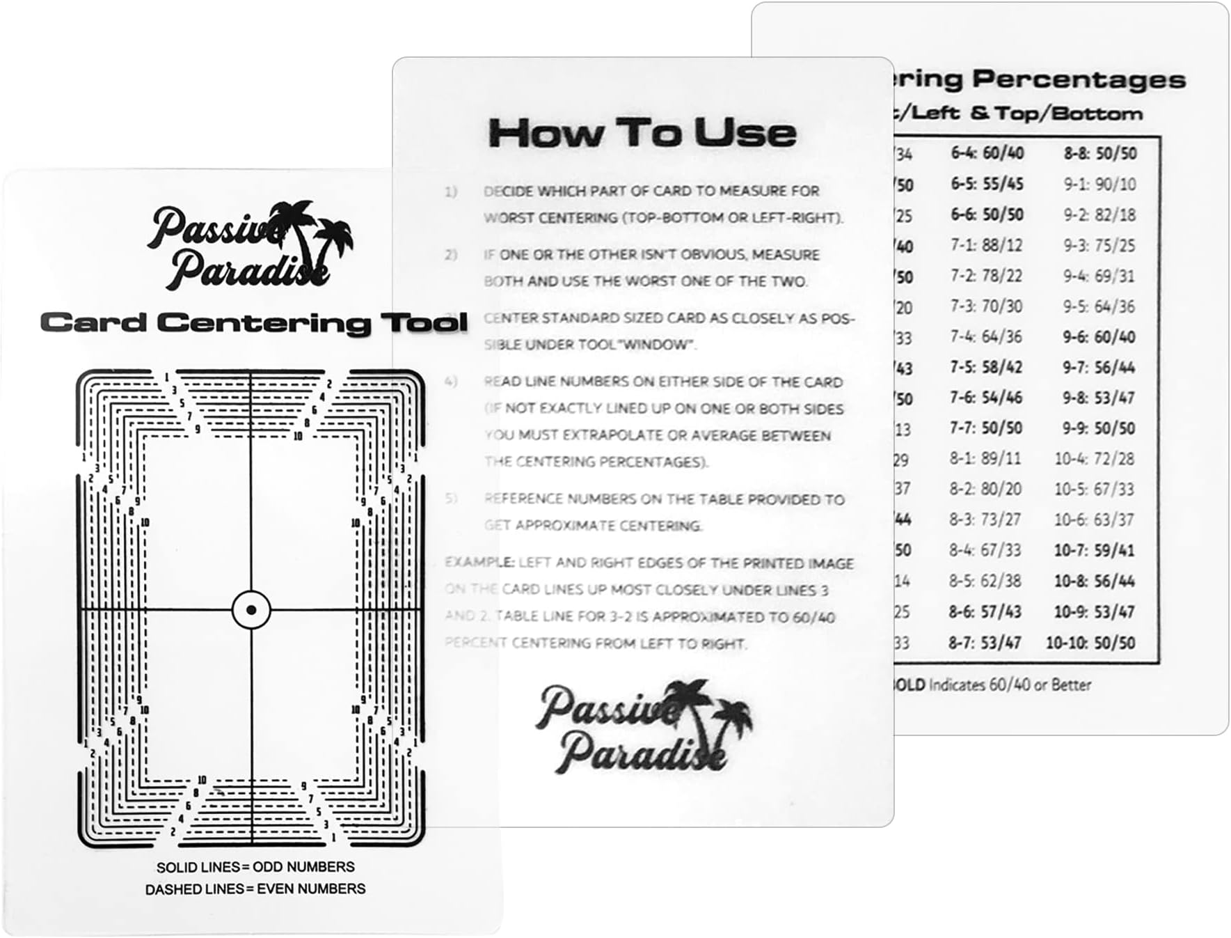 Passive Paradise Card Grading Centering Tool for Pokemon - Trading Card Submission Pre-Inspection Kit (Centering Tool for Pokemon)