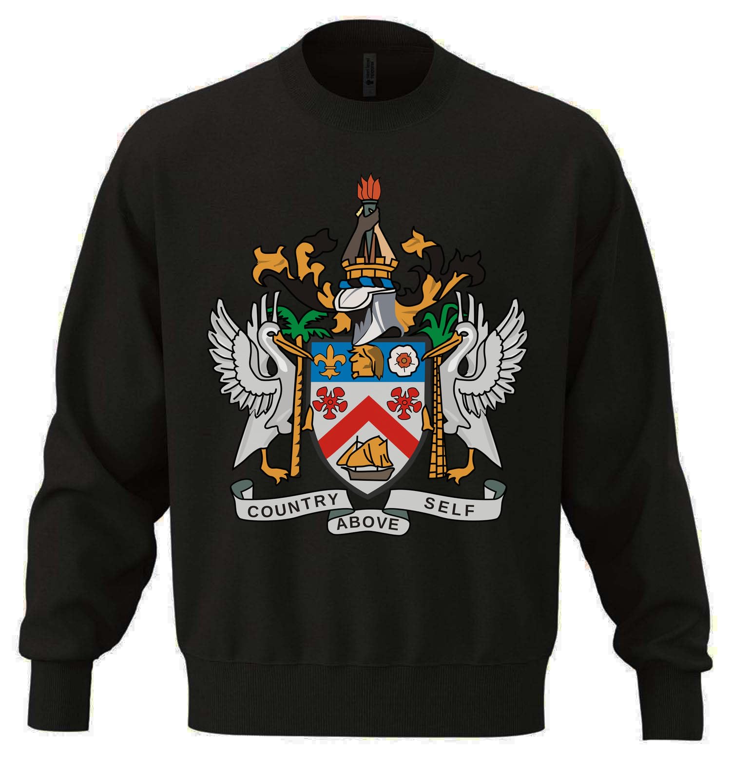 Herb Saint Kitts i Nevis Unisex Oversize mieszanka bawełny ciężka bluza czarna