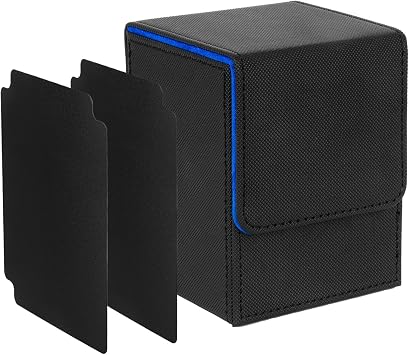 Deck Box for MTG Cards, Card Storage Box Fits 100+ Single Sleeved Cards, PU Leather Card Game Deck Storage Box,Card Deck Case for MTG/TCG/Yugioh/Magic/Commander/Trading Card GamesBlack Blue