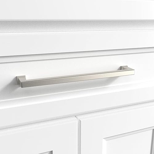 Miniatura 2 de 30185 - Tirador de puerta y cajón Conrad - 8 pulgadas de centro a centro, níquel satinado cepillado