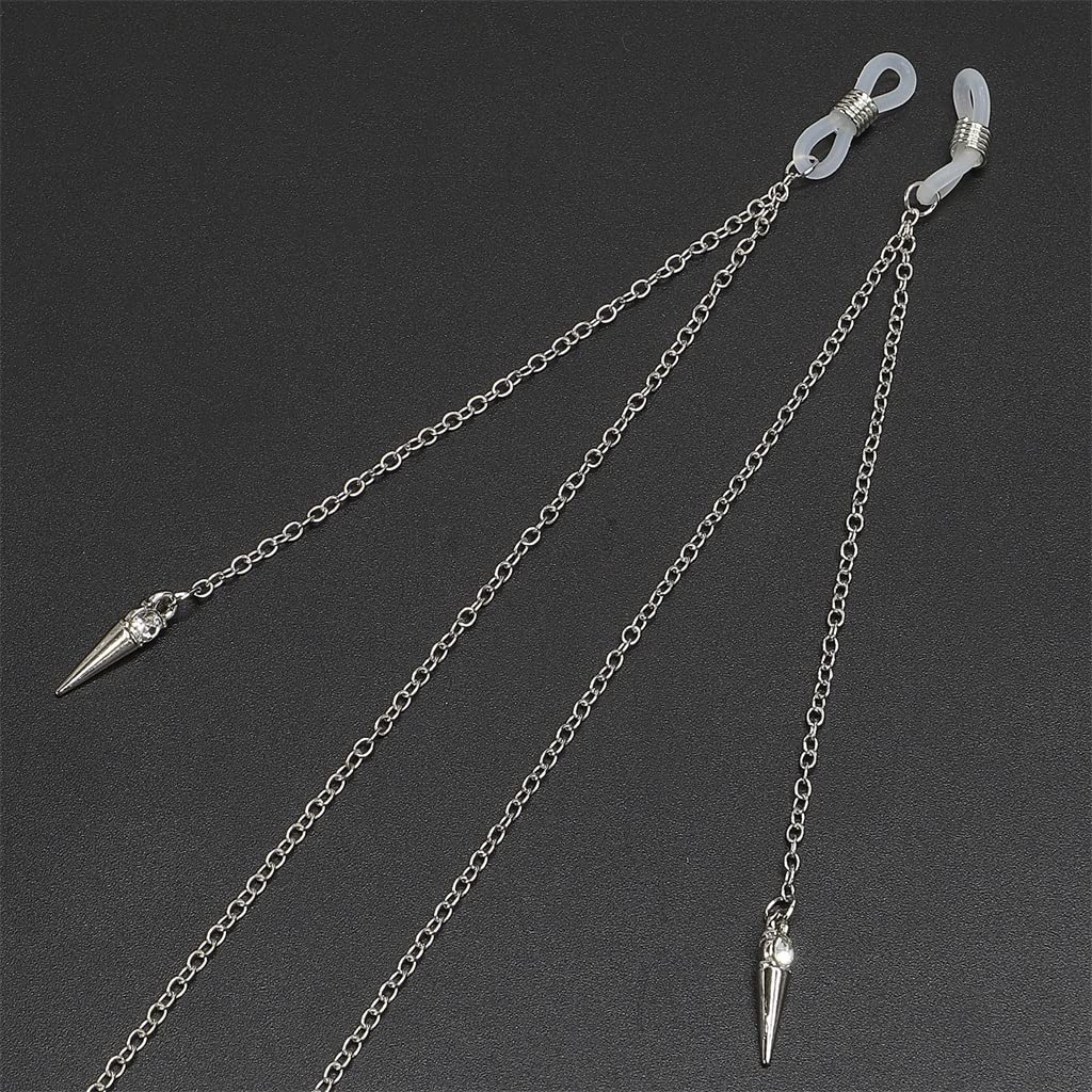 Metall Brillenseil Silber Nieten Strass Anhänger Brillenkette Modeaccessoires
