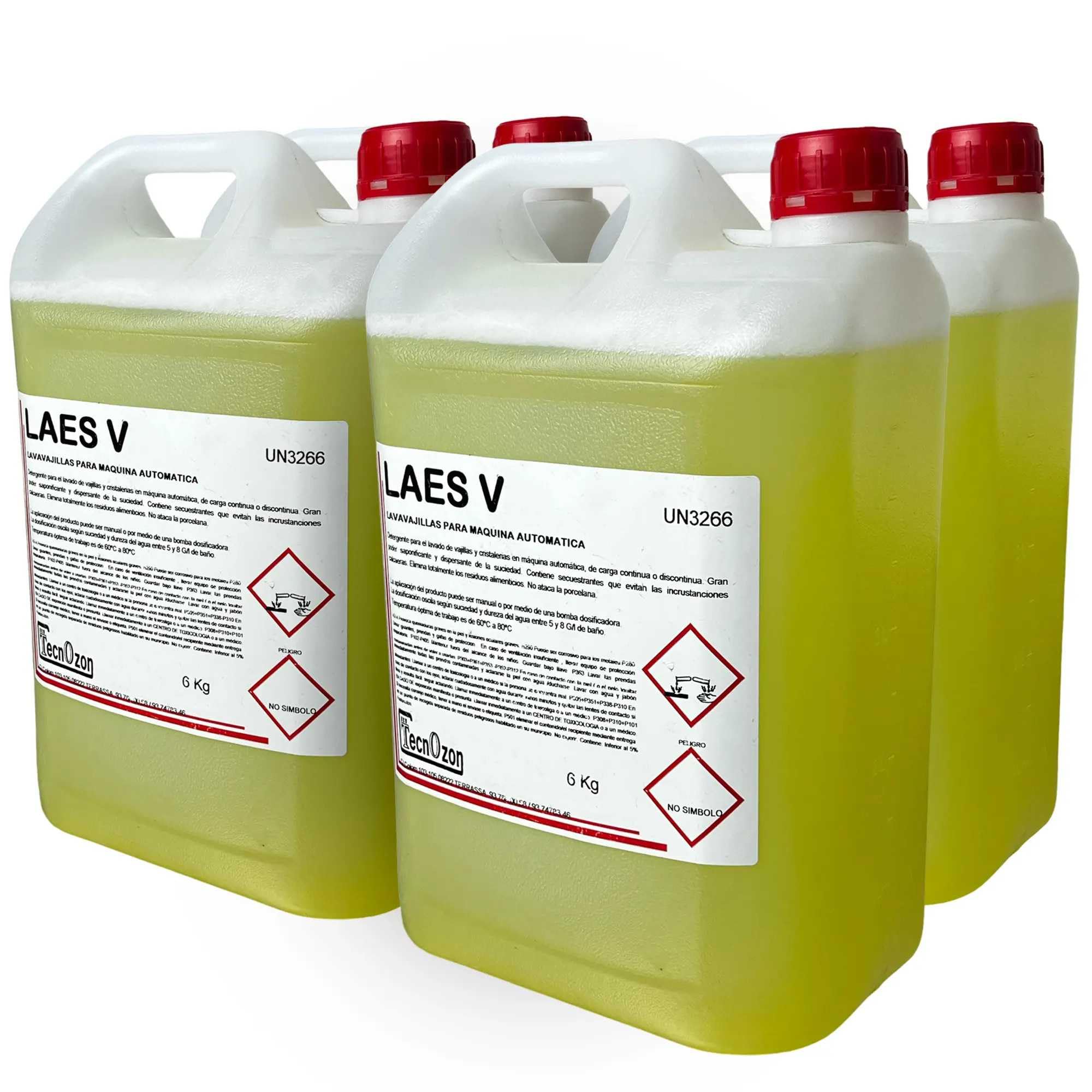 MBH - Pack de 4 Garrafas de Detergente LAES-V para Lavavajillas Automático en Aguas Medias y Blandas. Limpiador Profesional para Hostelería, Bar y Restaurante