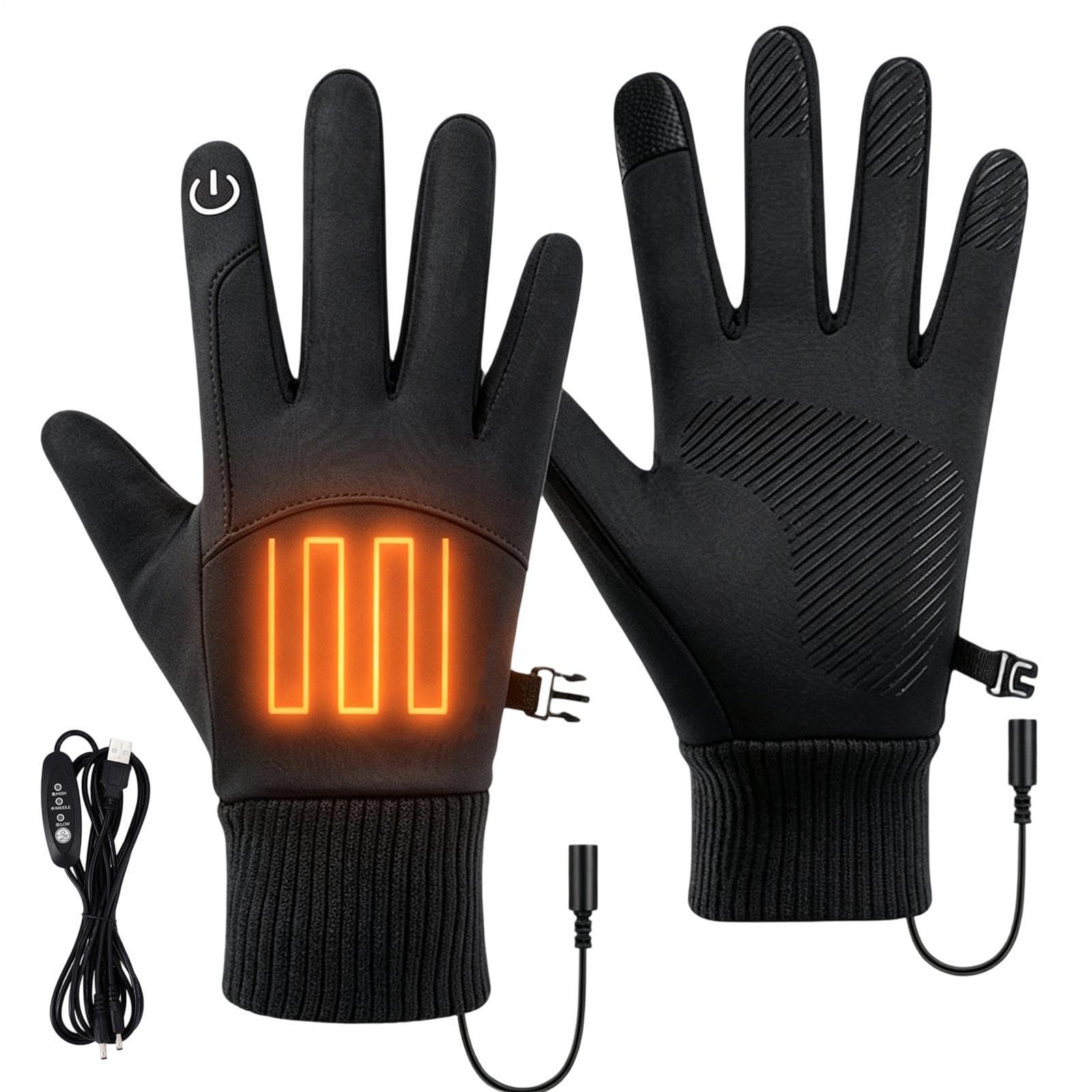 Beheizte Motorradhandschuhe 3 Heizstufen Touchscreen-Funktion Elektrisch | Winter Motorradhandschuhe für Skifahren, Skilaufen, Angeln, Fischen, Wandern, Radfahren,