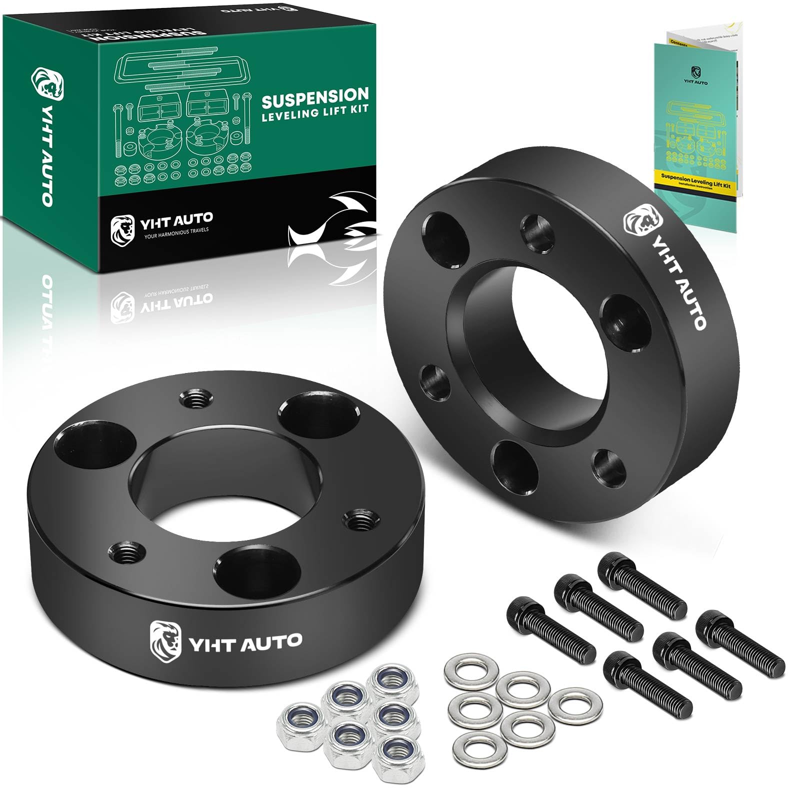 YHTAUTO 2 Inch Front Leveling Lift Kit Fits 05-21 Nissan Frontier, Xterra, Pathfinder, Suzuki Equator| RWD/4WD| Aluminum Strut Spacers Raise the Front By 2 Inch | Suspension Leveling Kit w/Hardware