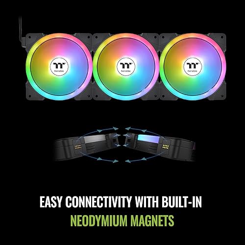 Miniatura 3 de Thermaltake SWAFAN EX 14 ARGB Ventilador de refrigeración para PC, 3 ventiladores, 500  2000 RPM, conexión magnética, aspas reversibles,