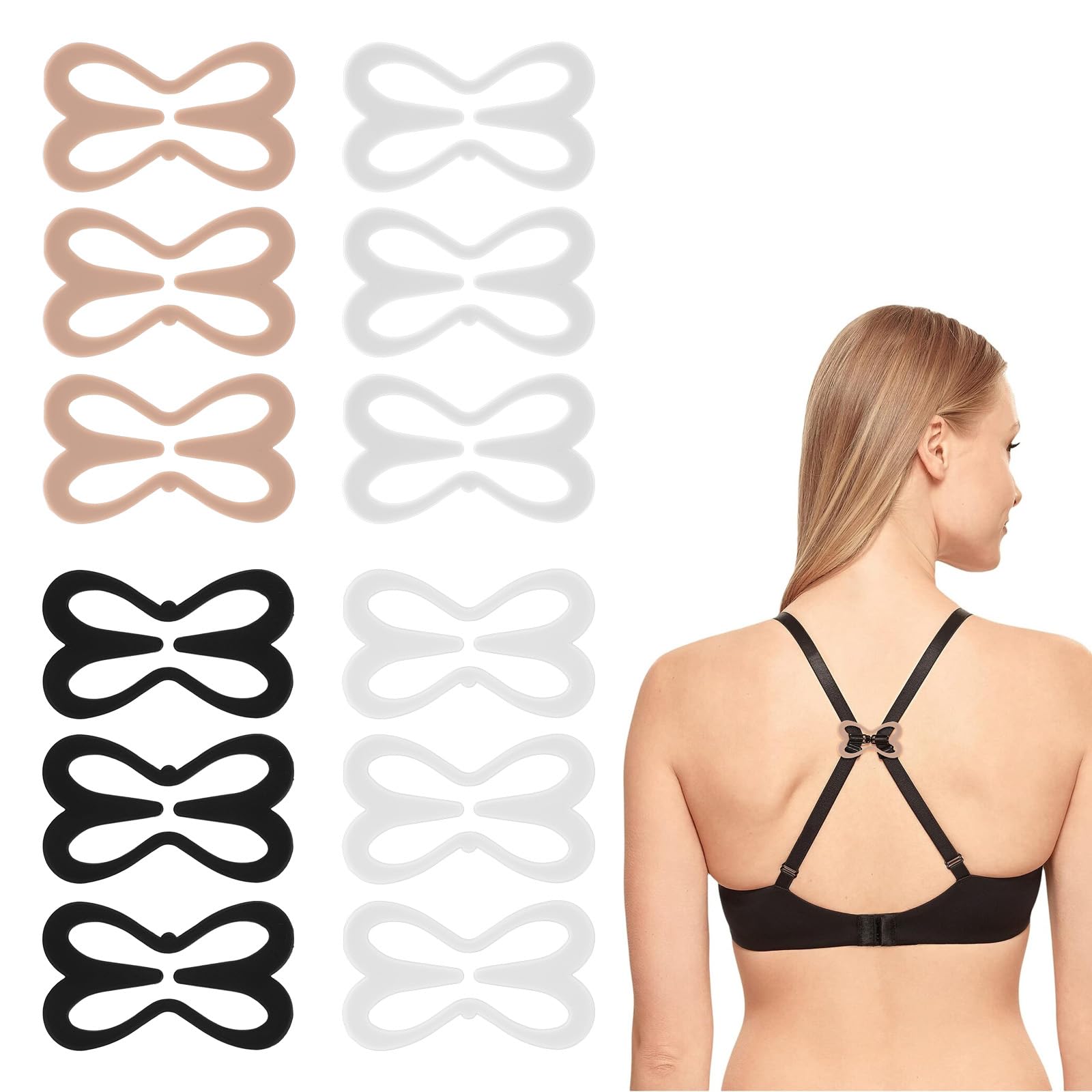 12 Stück Unsichtbare BH-Träger Clips, BH Träger Halter Schmetterling Stil BHS Clip BHS Clip, Bra Strap Holders für Fitnesssport Verhindern Schultergurte Rutschenfür Damen