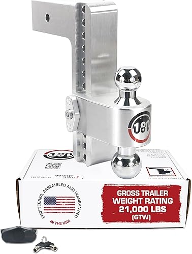 Vista 14 de Weigh Safe Enganche de remolque de 180 grados, enganche de remolque ajustable para remolque, compatible con receptores de 3 pulgadas, caída de 8