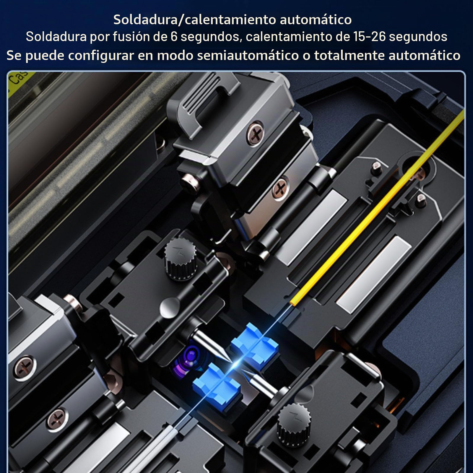 FTVOGUE Empalmador de Fusión de Fibra óptica de Observación de Doble Eje Tiempo de Empalme de 6 S con Pantalla LCD a Color TFT de 5,0 Pulgadas para FTTH Ingeniería (Enchufe europeo de 100 a 240 V.)