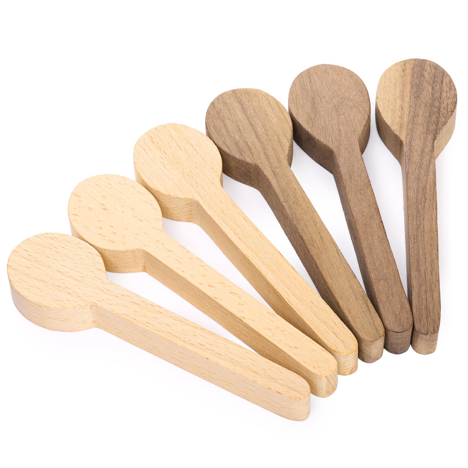ZEAYEA 6 Pcs Wood Carving Spoon Blank, Wooden Blank Spoon for Beginner Whittling Beech and Walnut Unfinished Wooden Craft for Carving - Image 4