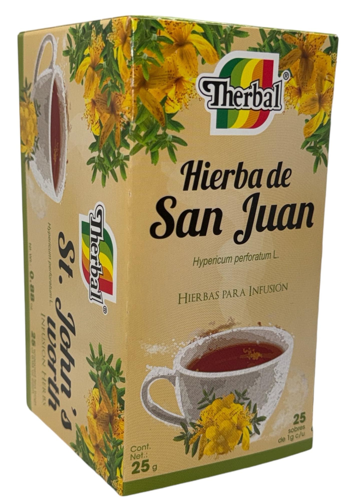 Hierba de San Juan Té (St. John’s Wort Tea) - 25 Bags - 100% Natural, Vegan - Premium Therbal Brand