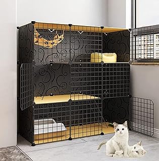 猫 ケージ 大型3段 DIYコンビネーション脱走防止 ペット，キャットケージ 大型組立簡単折りたたみドア付き猫用ケージ 多頭飼い幅約39×高さ約109cm梯子付き移動便利子猫が 取り外し可能 出入り便利 大きいスペース
