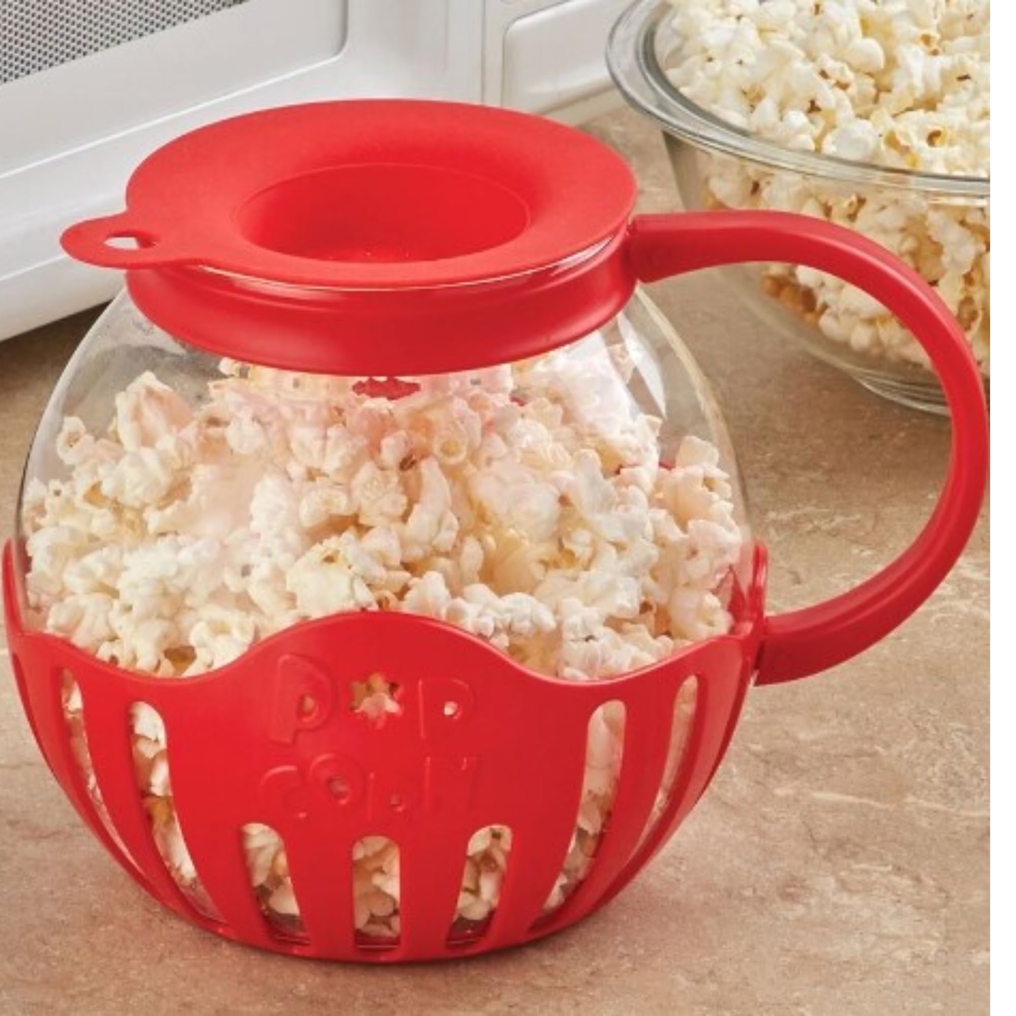 Mikrowellen-Popcorn-Popcorn-Popper, hergestellt aus Borosilikatglas, 3-in-1-Deckel, Silikon-Außenseite und Deckel sorgen für sicheren Halt, Mikrowellen-Popcorn-Macher, 1,5 l