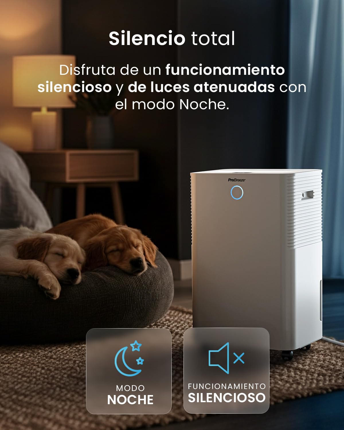 Pro Breeze OmniDry Deshumidificador 20L/Día hasta 30 M², WiFI, Depósito 4L, Secado de Ropa, Sensor de Humedad, Temporizador 24H, Modo Nocturno - Antihumedad, Moho y Condensación