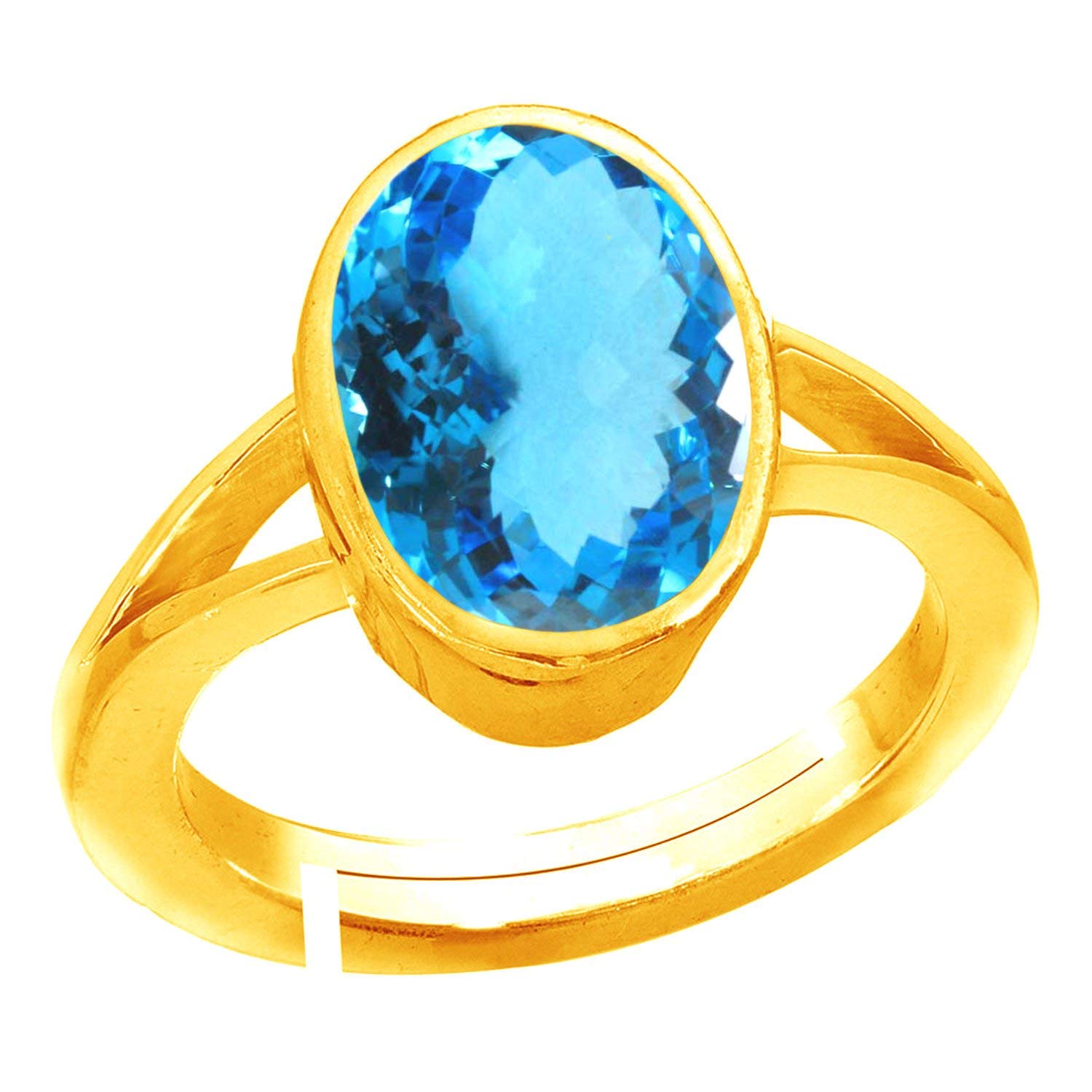 anuj sales Certified 14.25 Ratti 13.00 Carat Special Quality Blue Topaz Free Size Adjustable Ring Gold Plated Gemstone by Lab Certified(Top AAA+) Quality for Man or Women-picture-21
