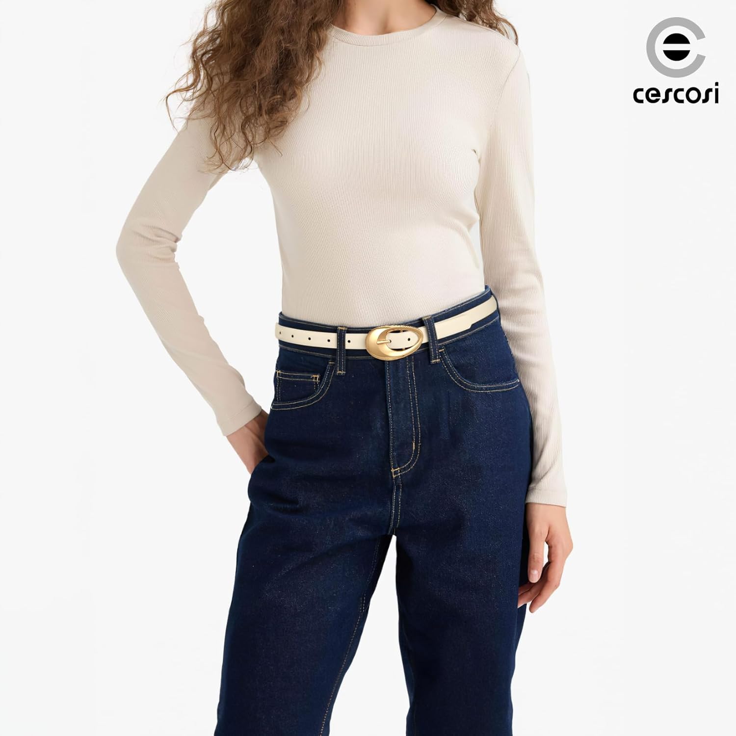 Women Leather Belt for Jeans Pants Fashion Ladies Thin Waist Belt with Gold Oval Buckle - Image 7