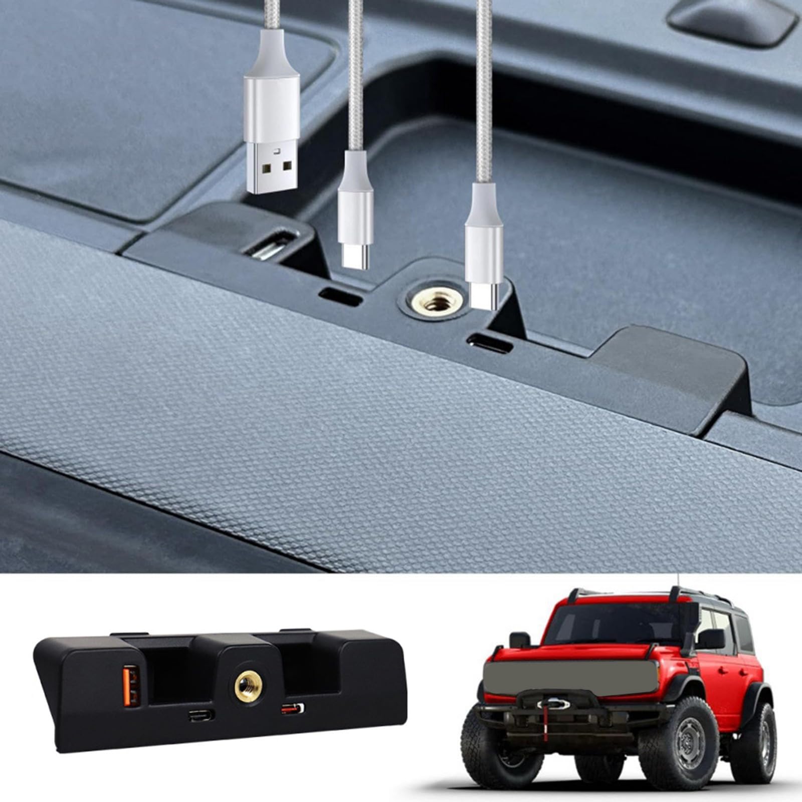 Adattatore di ricarica per auto per dispositivi multipli ABS nero Hub USB con 3 porte supporta tablet laptop per installazione cruscotto ABS Automotive USB Extender