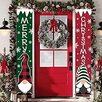 Vista 16 de Ivenf Juego de letreros de decoraciones navideñas para patio exterior y porche delantero, pancarta de puerta a cuadros búfalo rojo y negro
