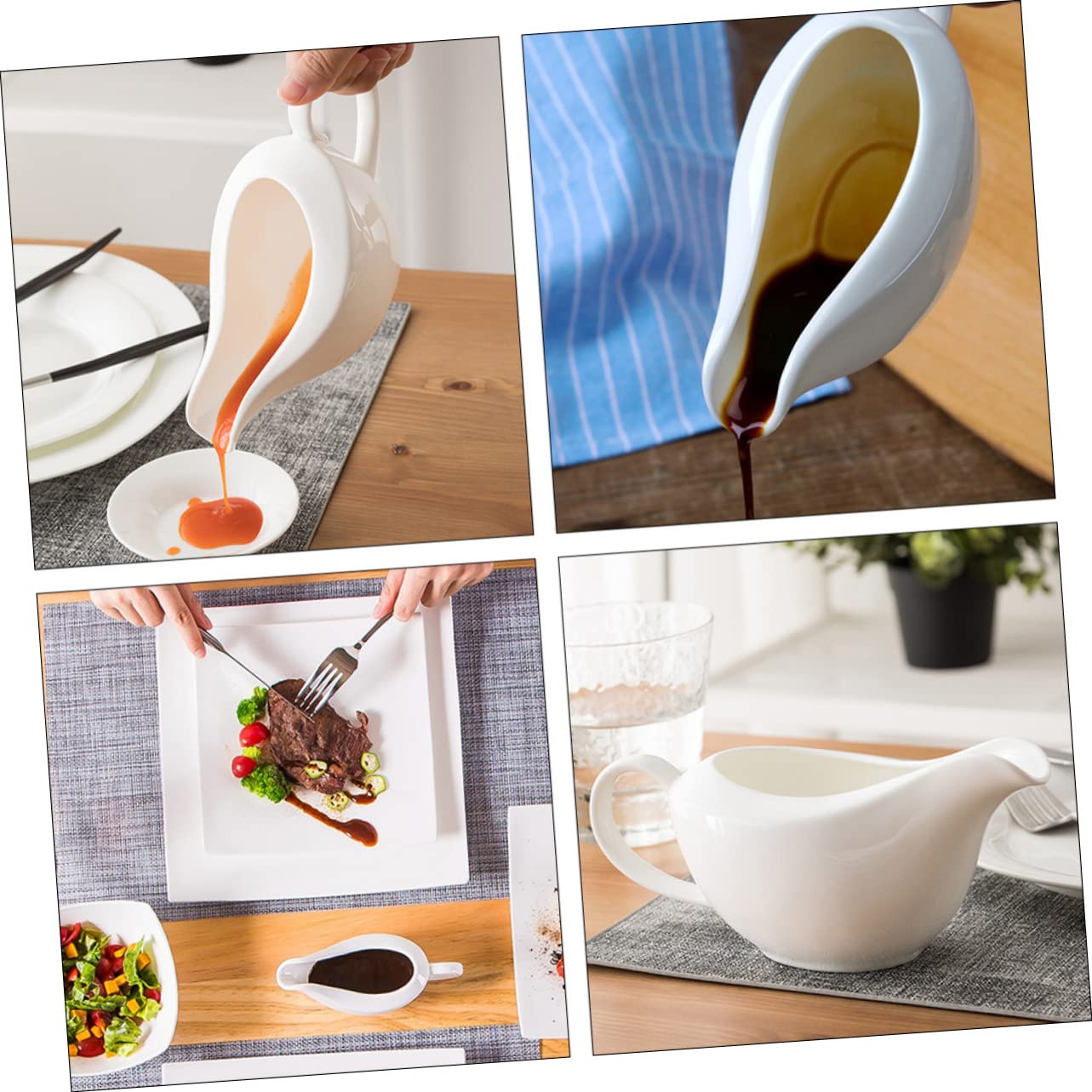 Garneck 1pc Steak Sauce Pot Coffee Milk Creamer Syrup for Coffee Silver Tray Gravy Holder Milk Pourer Gravy Server Soy Sauce Dipping Bowls Sauce Bowl Formula Dispenser Jug White Ceramics