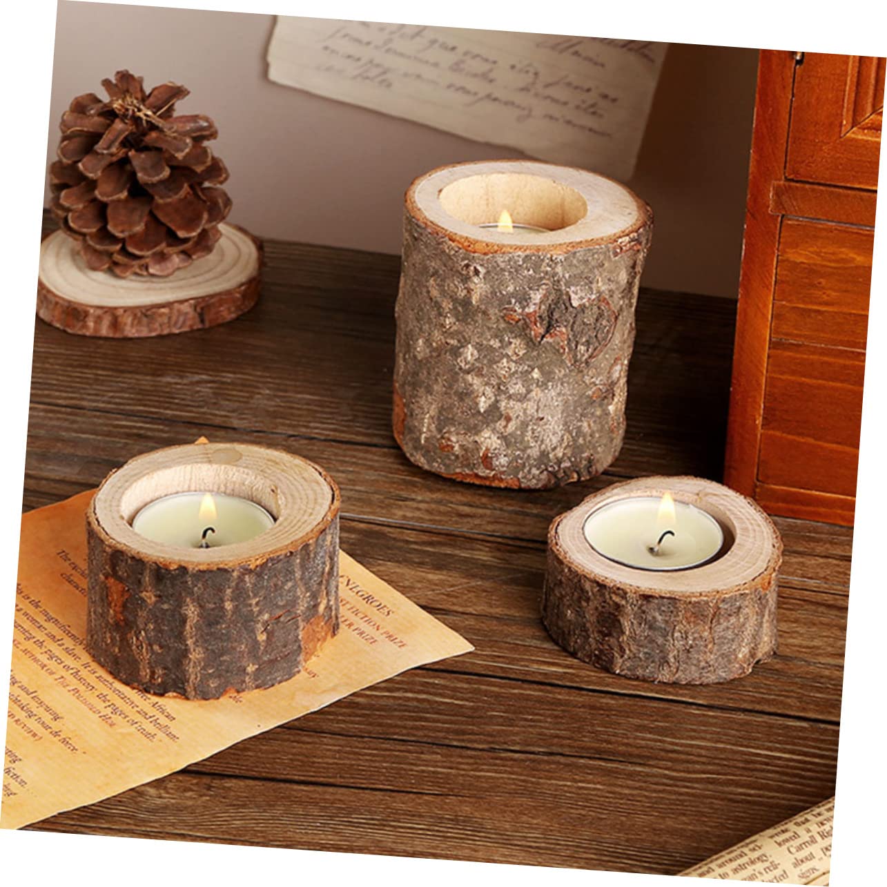 4 Set Portacandele A Palo Titolare Candelieri Lumini Decorazioni Per La Tavola Centrotavola Casa Piccolo Portacandele Da Tè Moderno Ceppo Nozze Candelabri Cenare Di Legno 2 Pezzi*4