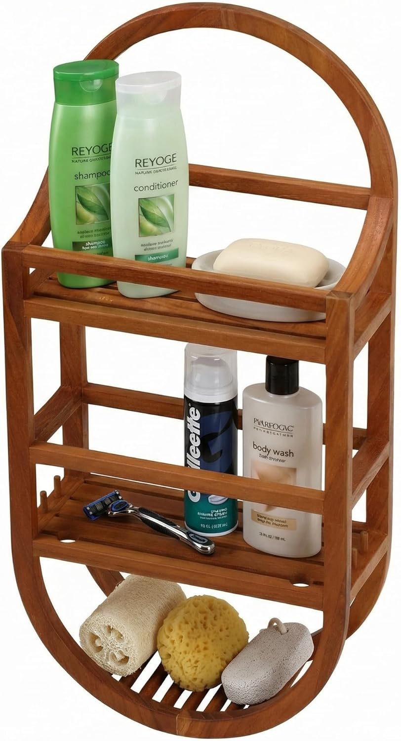 Bare Decor Teak Shower Caddie Storage Organizer, Fully Assembled