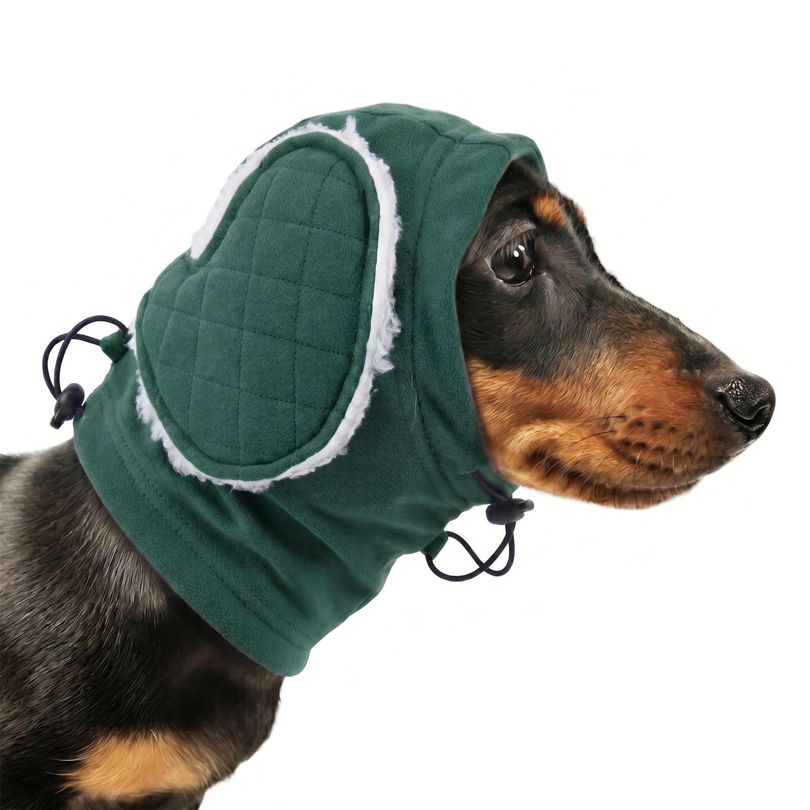 Dog Ear Cover for Eating, Keeps Long Ears Out of Food & Water, Soft Ear Protector for Dogs, Reduces Noise Slightly, Warm & Comfortable Anti-Scratch Design for Small & Medium Breeds, Green M