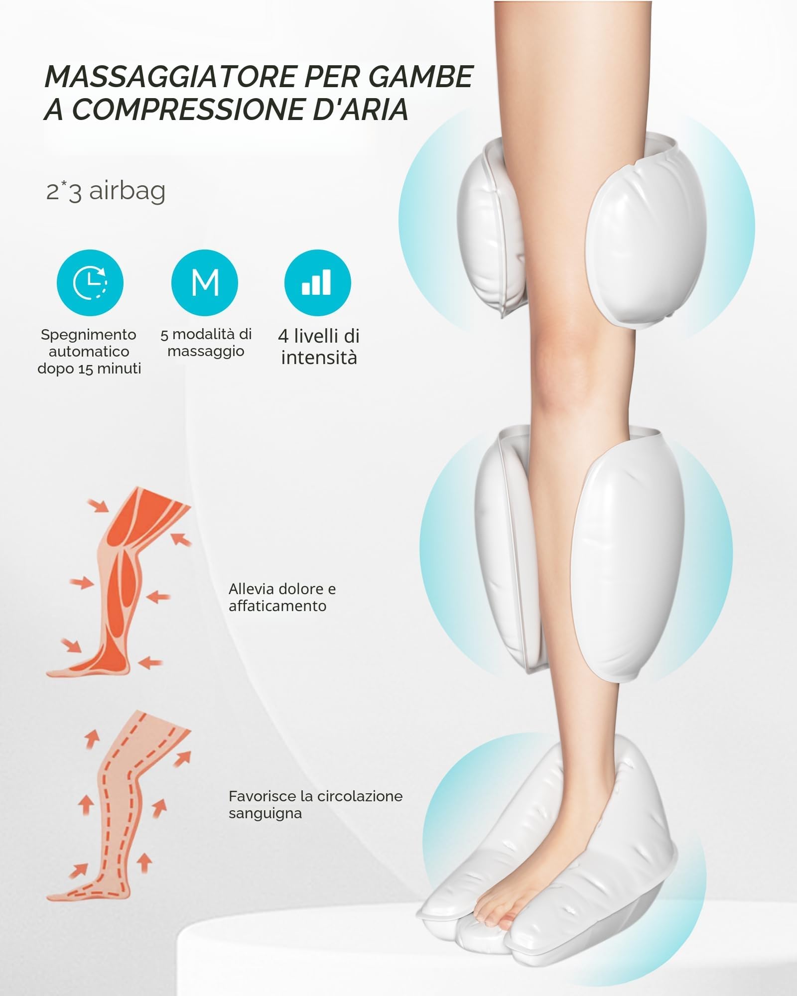 ALLJOY Massaggiatore Gambe con Calore, Pressoterapia per Casaper la Circolazione e il Sollievo dal Dolore, 2 Livelli 5 Modalità 4 Intensità, Regalo per Uomini e Donne