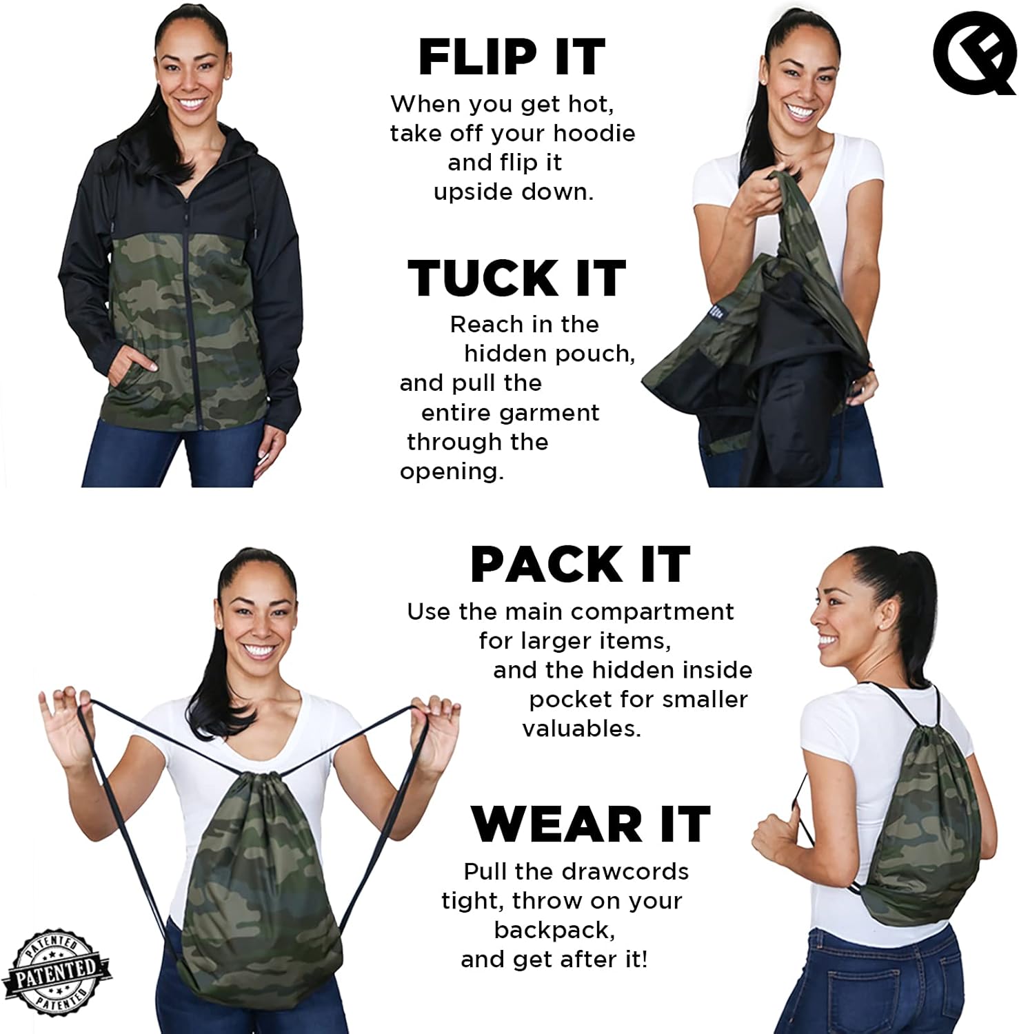 Quikflip 2-in-1 Reversible Backpack Jacket (As Seen on Shark Tank) Unisex Dryflip Windbreaker - Image 5