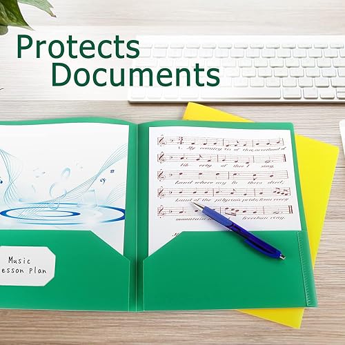 Vista 19 de Tamaki Carpetas de plástico de colores con bolsillos, carpetas de dos bolsillos resistentes con 3 anillos para documentos, color pastel, paquete