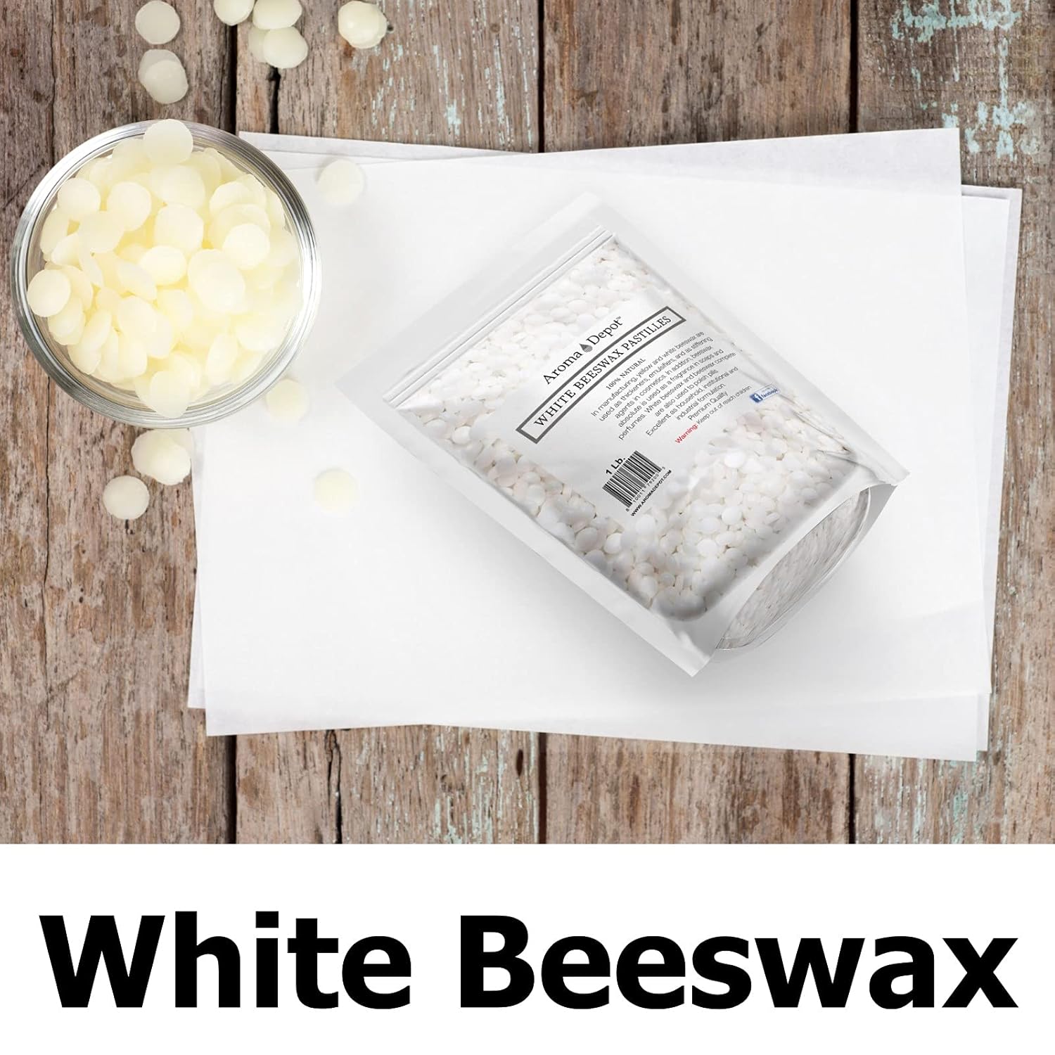 Aroma Depot 3lb / 48 oz White Beeswax Pellets 100% Natural Pure Bees Wax 3 x Filtered, Great for Skin, Face & Body, Ideal for DIY, Lotion, Creams, Soaps, Lip Balm and Candle Making Supplies. Easy Melt