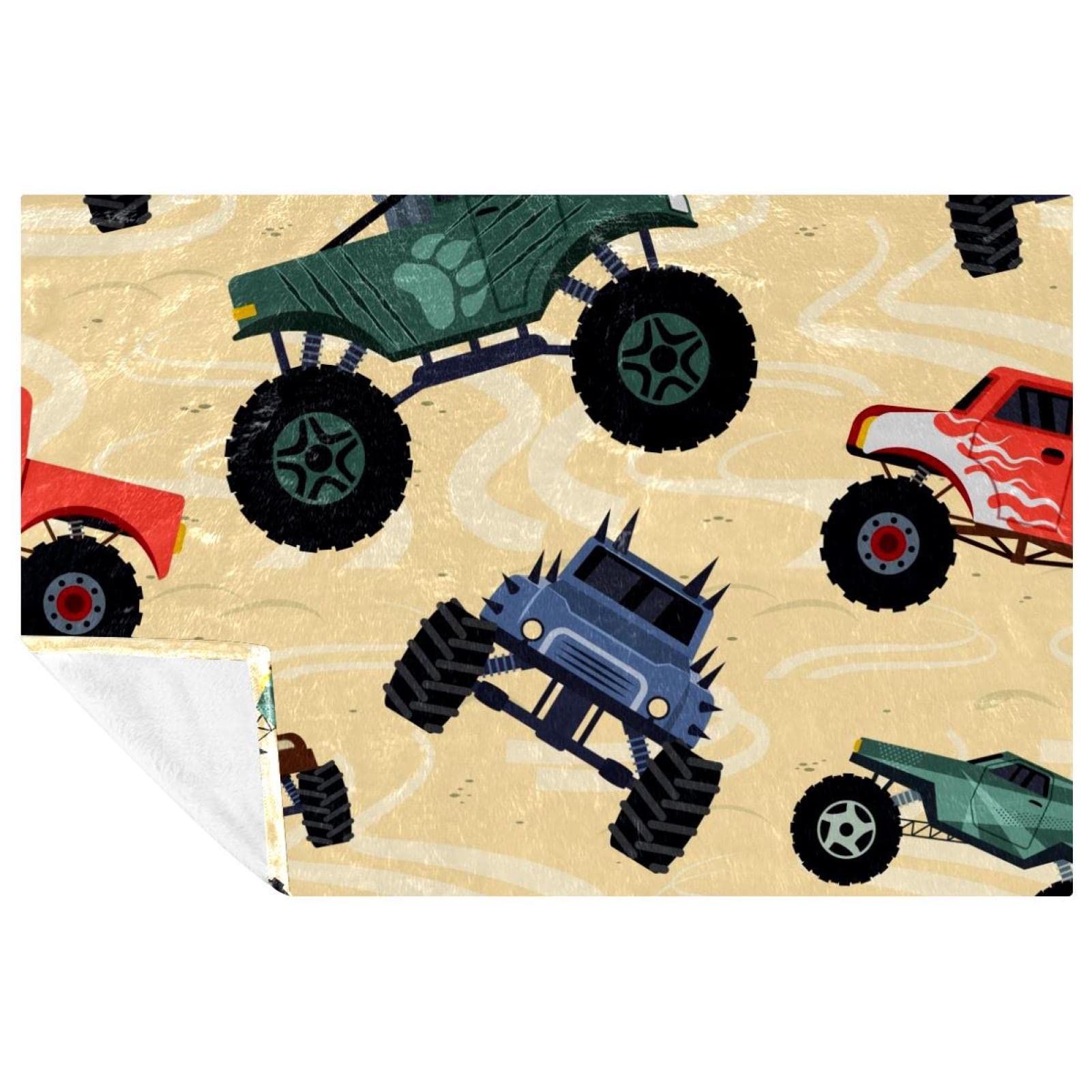 Couverture Monster Trucks 150x100 cm douce et chaude pour lit et canapé