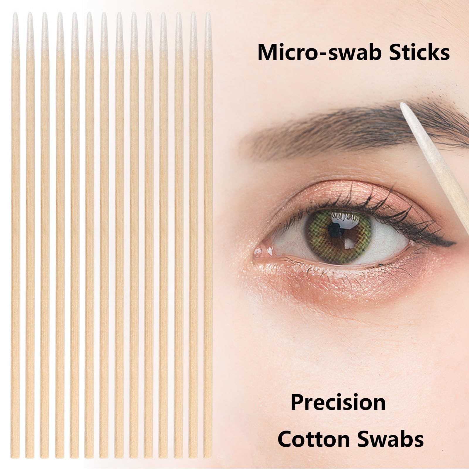 800 Cotons-tiges Microblading - Bâtons Bois Pointus 10cm