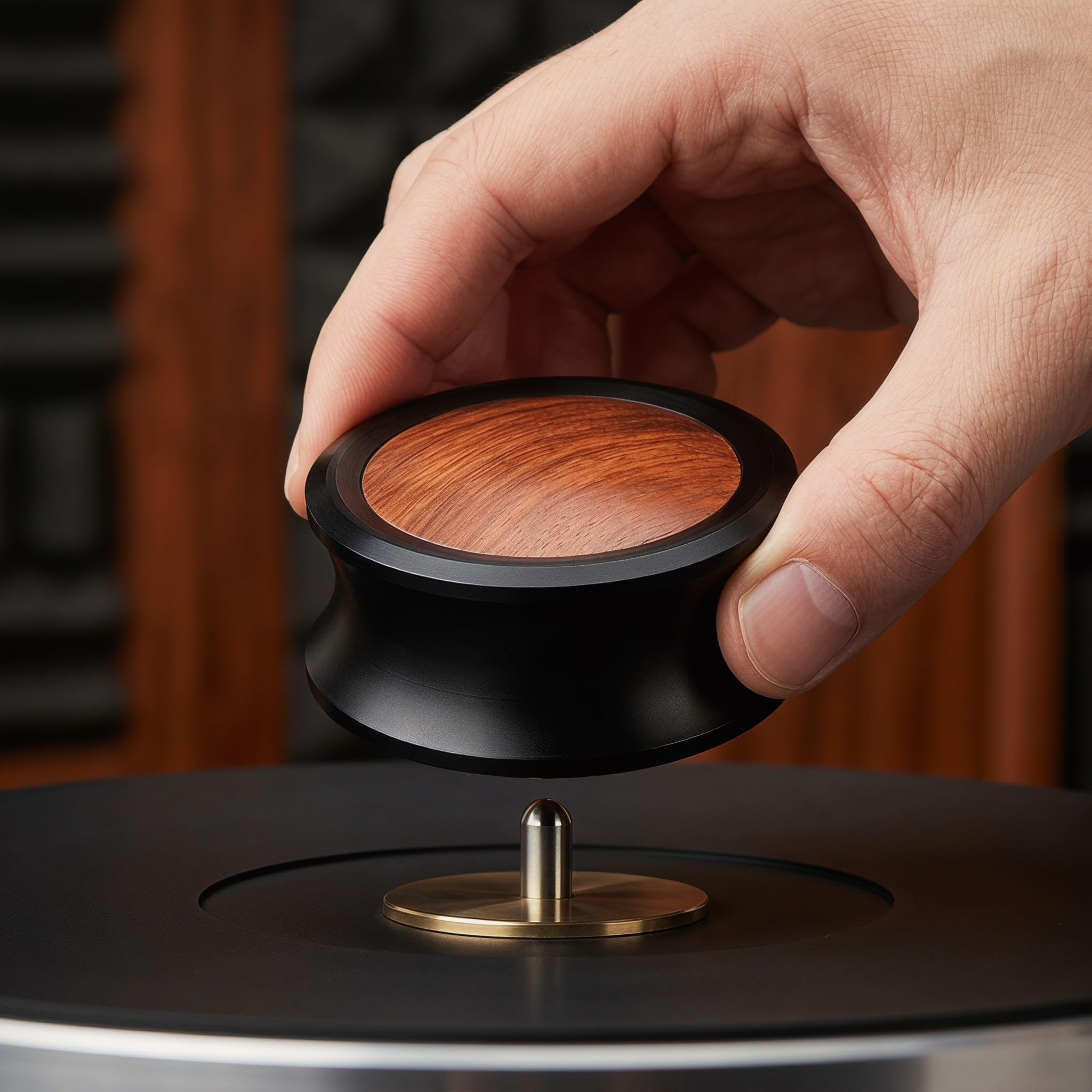 ibasenice Stabilizzatore per Piatto in Alluminio e Legno Distribuzione Uniforme della Pressione per Vinile per Feste Musicali