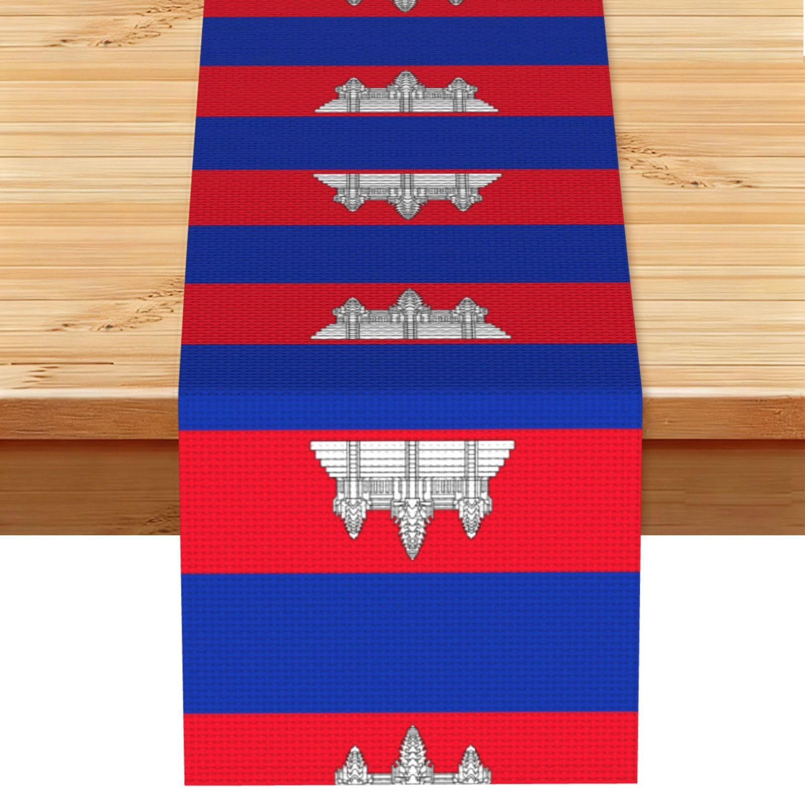 Cambodia Flag Linen Feel Table Runner Wedding Party Home Decoration