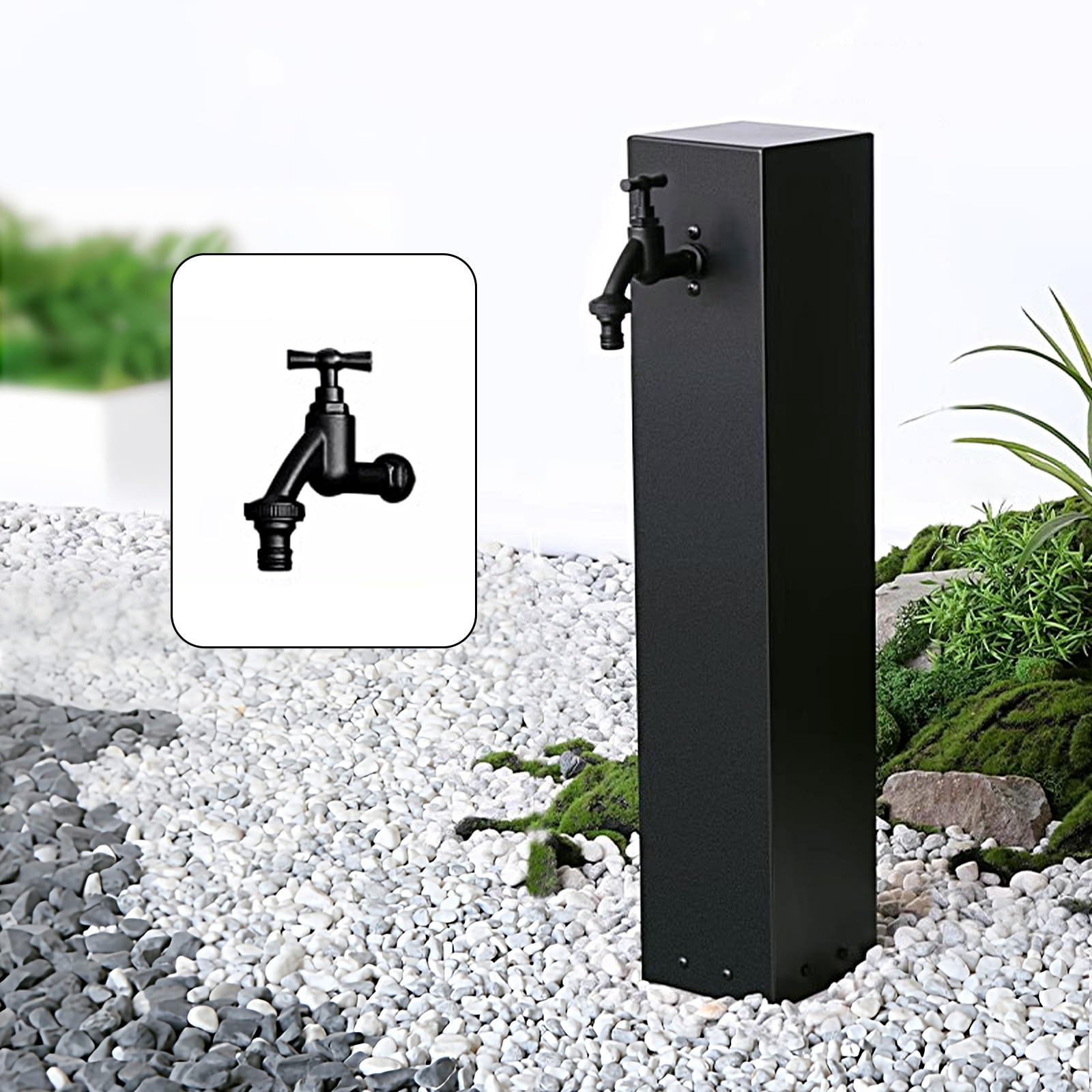 Columna de agua de ternera de acero inoxidable 304 para jardín, grifo de agua y riego, 60 cm, solut de riego para patios y jardines