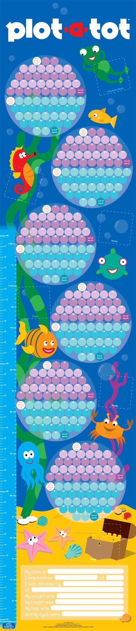 Plot a tot Underwater Design - My First Calendar - Growth Chart - Record Your Baby's First Year
