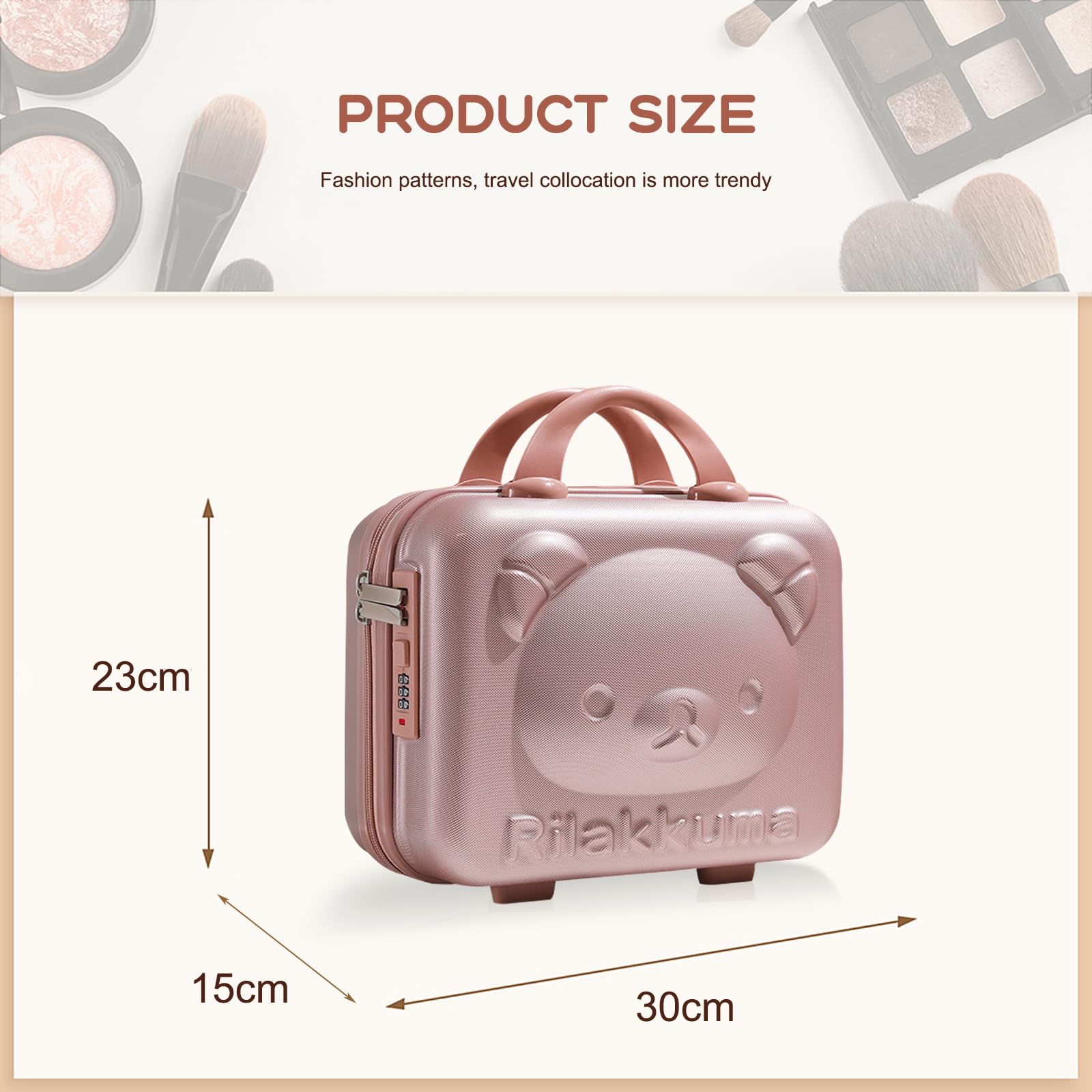 Balakaka Beauty Case da Viaggio Rigido 30x15x23 cm, Impermeabile Make up Bag con Blocco Password, 10 L Valigetta Trucchi con Cerniera Custodia Cosmetica in ABS