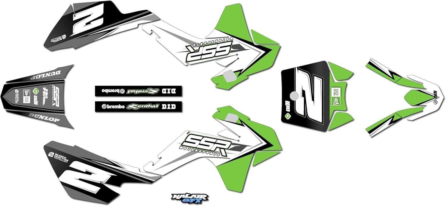 Graphics Kit for SSR SR70C SR110 SR125 (2021) RAZOR Series Green 09 Mil - Dirt bike Custom Racing Graphics Decals Stickers Kit, no-plastics